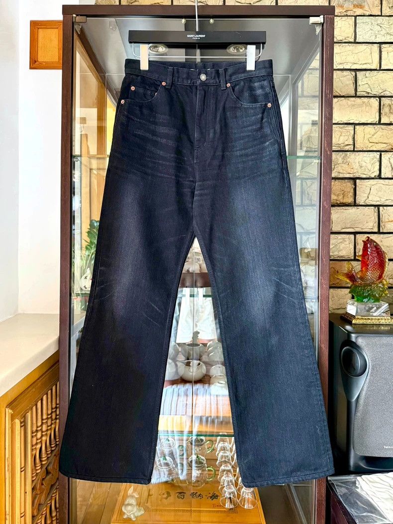 Saint laurent paris 23ss smoky black cat whisker wash strai