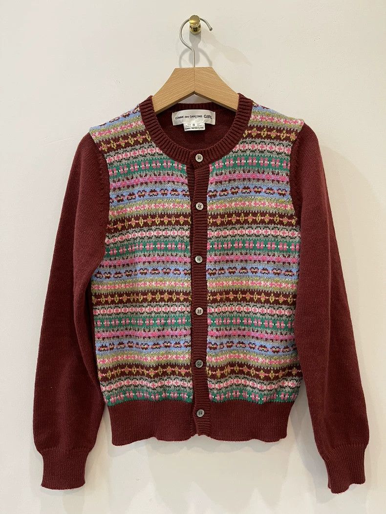 Comme des Garcons Comme des Garcons Brown-red striped knitted sweater cardig Size S / US 4 / IT 40 - 2 Thumbnail