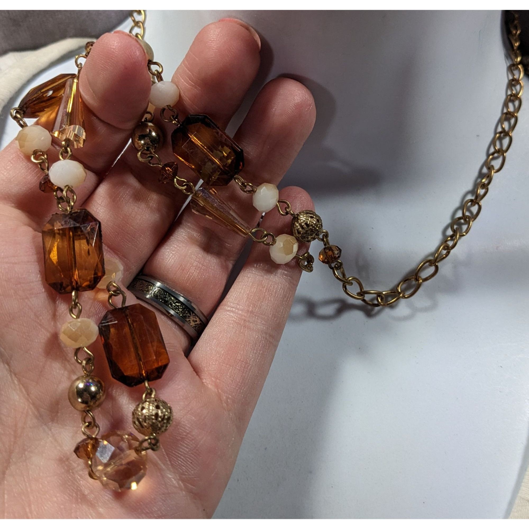 Other Retro Glam Honey Glass Beaded Chain Necklace Size ONE SIZE - 3 Thumbnail