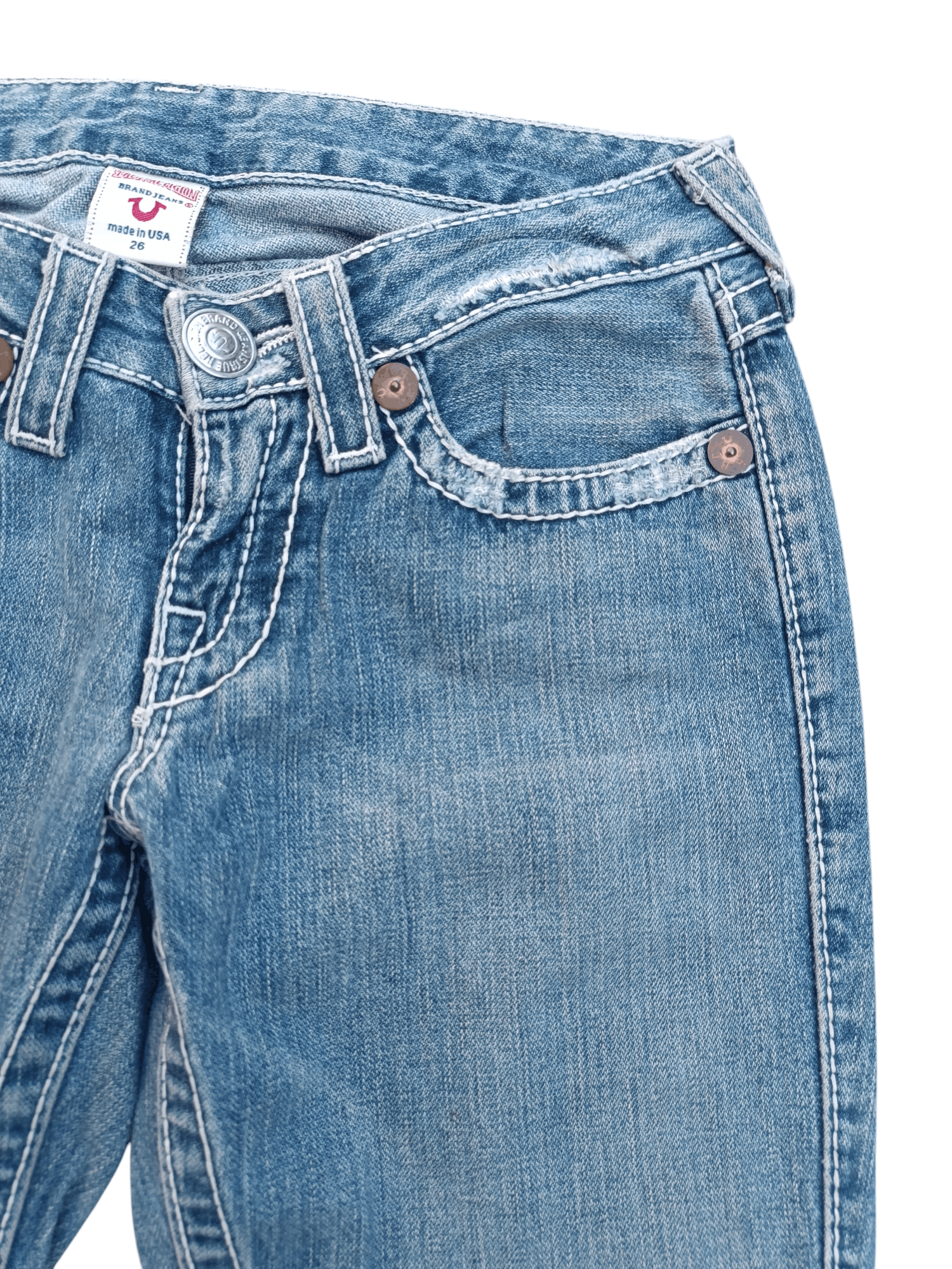 American Apparel × True Religion FLARED 💥 TRUE RELIGION DISTRESSED JOEY BIG T DENIM TR13 Size 27" / US 4 / IT 40 - 19 Thumbnail