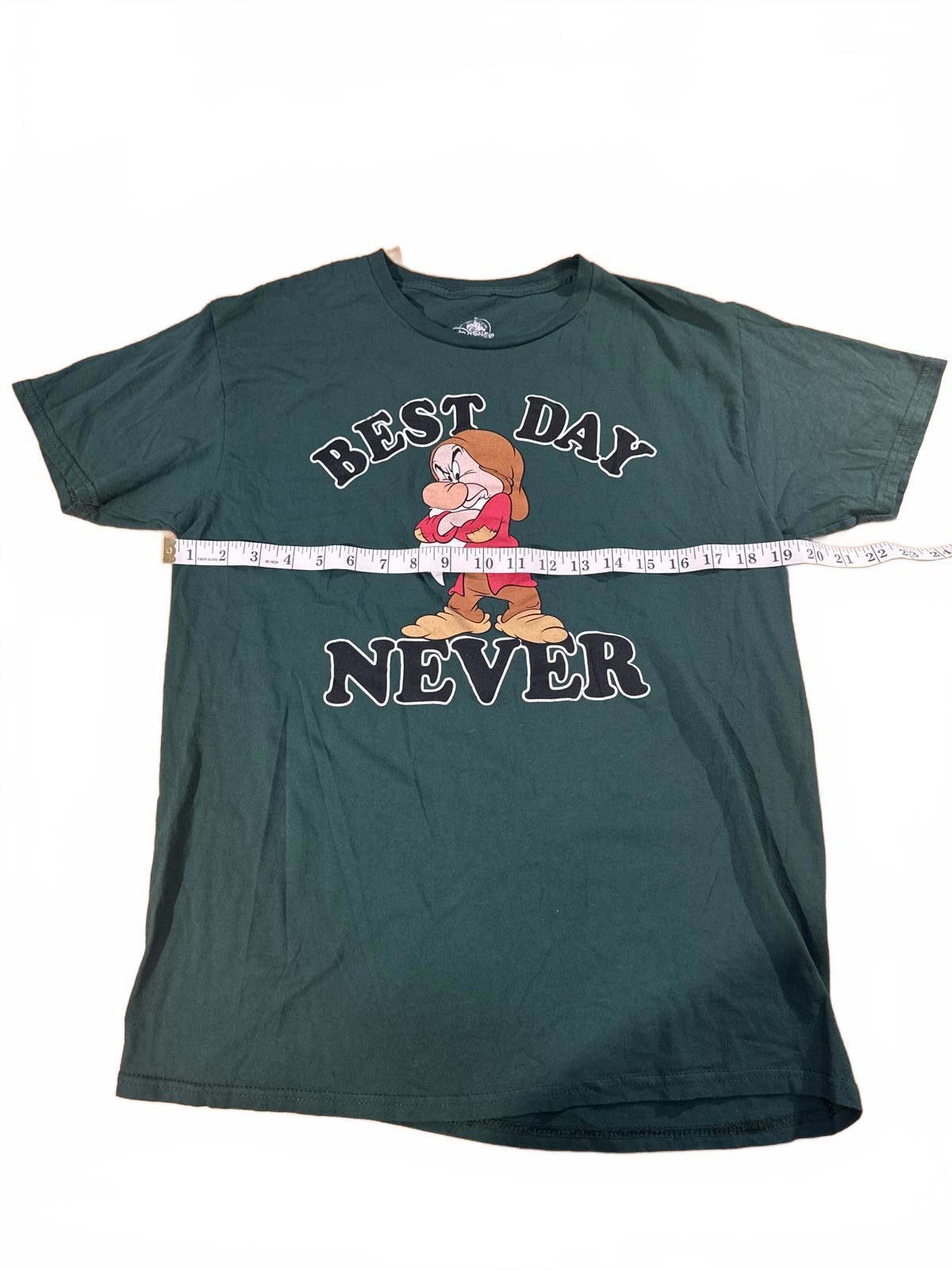 Disney Men's Medium "Best Day Never" Grumpy Dwarf Green Disney Tee Size ONE SIZE - 3 Thumbnail