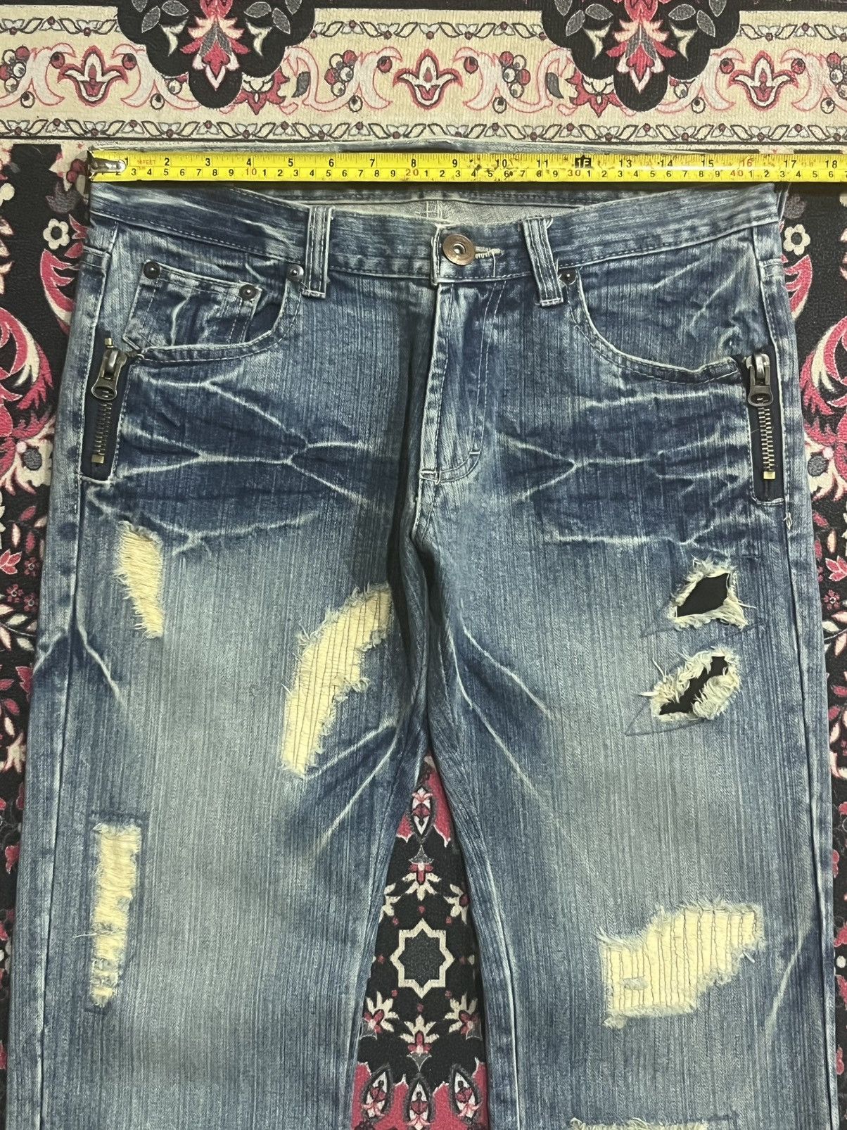 Le Grande Bleu (L.G.B.) Japanese Limited Dystopian Distress Blue Washed Grunge Jeans Size US 32 / EU 48 - 10 Thumbnail