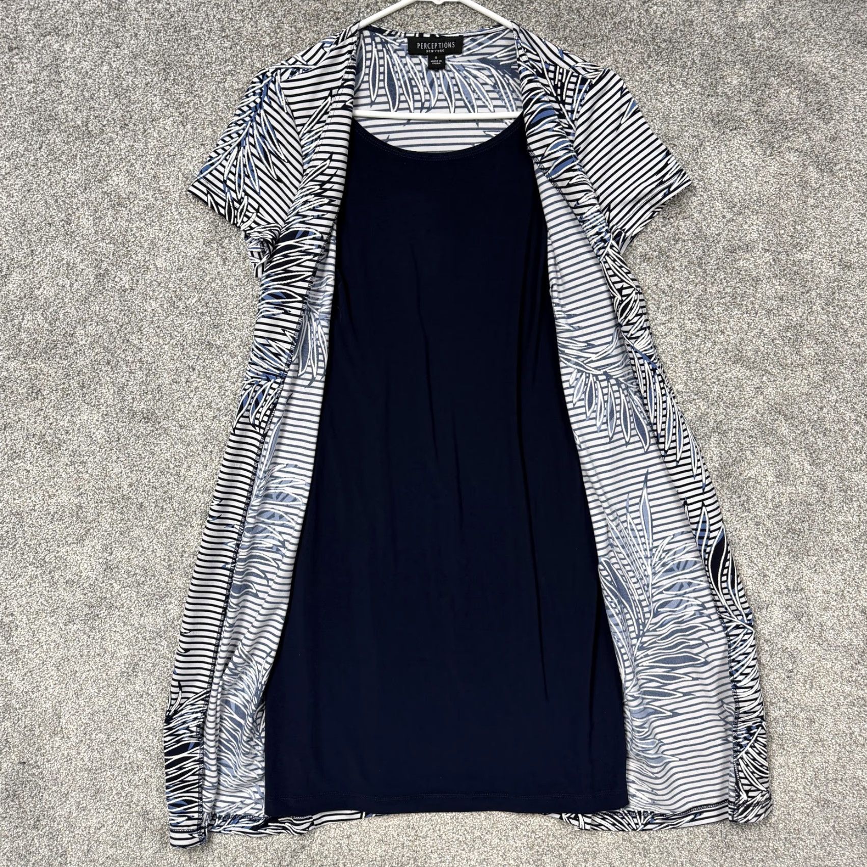 Vintage Perceptions New York Jacket Dress 8 Blue Tropical Palm Business Casual Office Size M / US 6-8 / IT 42-44 - 5 Thumbnail