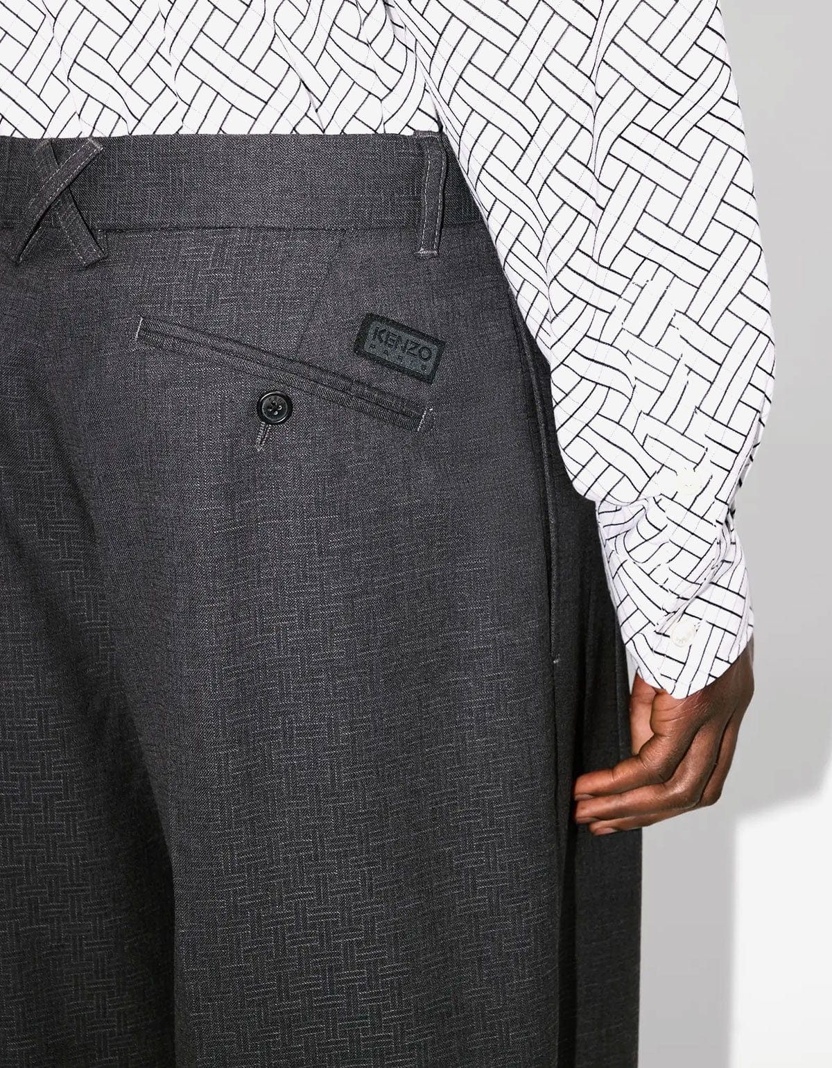 Kenzo Kenzo Weave Taupe Wool Jaquard Trousers Size US 40 / EU 56 - 6 Thumbnail