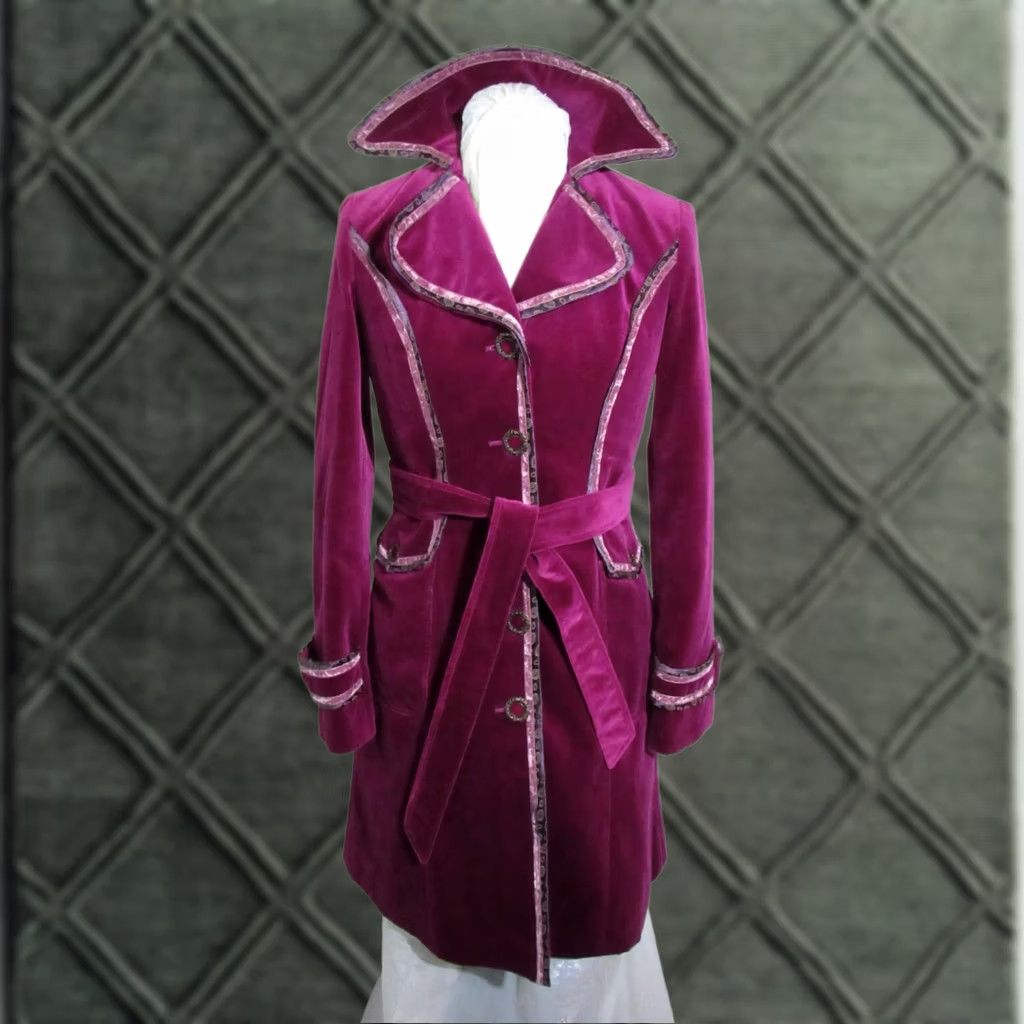 Vintage Cynthia Cynthia Steffe Trench Coat Embroidered Violet Small Womens Long Sleeve Button Pocket Knit Collection Vintage: No Coat (Size S) Size S / US 4 / IT 40 - 1 Thumbnail