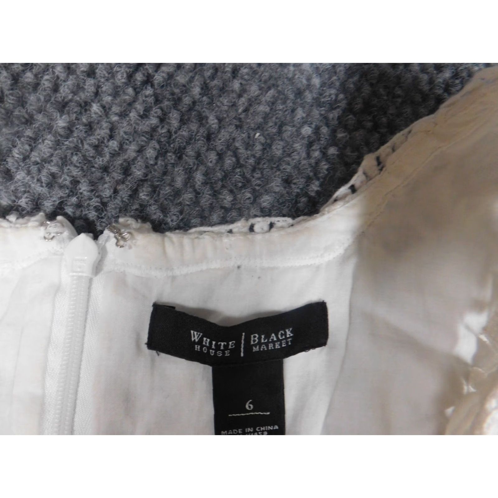 White House Black Market White House Black Market Womens Dress A-Line 6 White Floral Knit Mock Neck Zip Puff Sleeve Knee Length Lined Cotton Rayon Casual Summer Girls/Womens Size M / US 6-8 / IT 42-44 - 7 Thumbnail