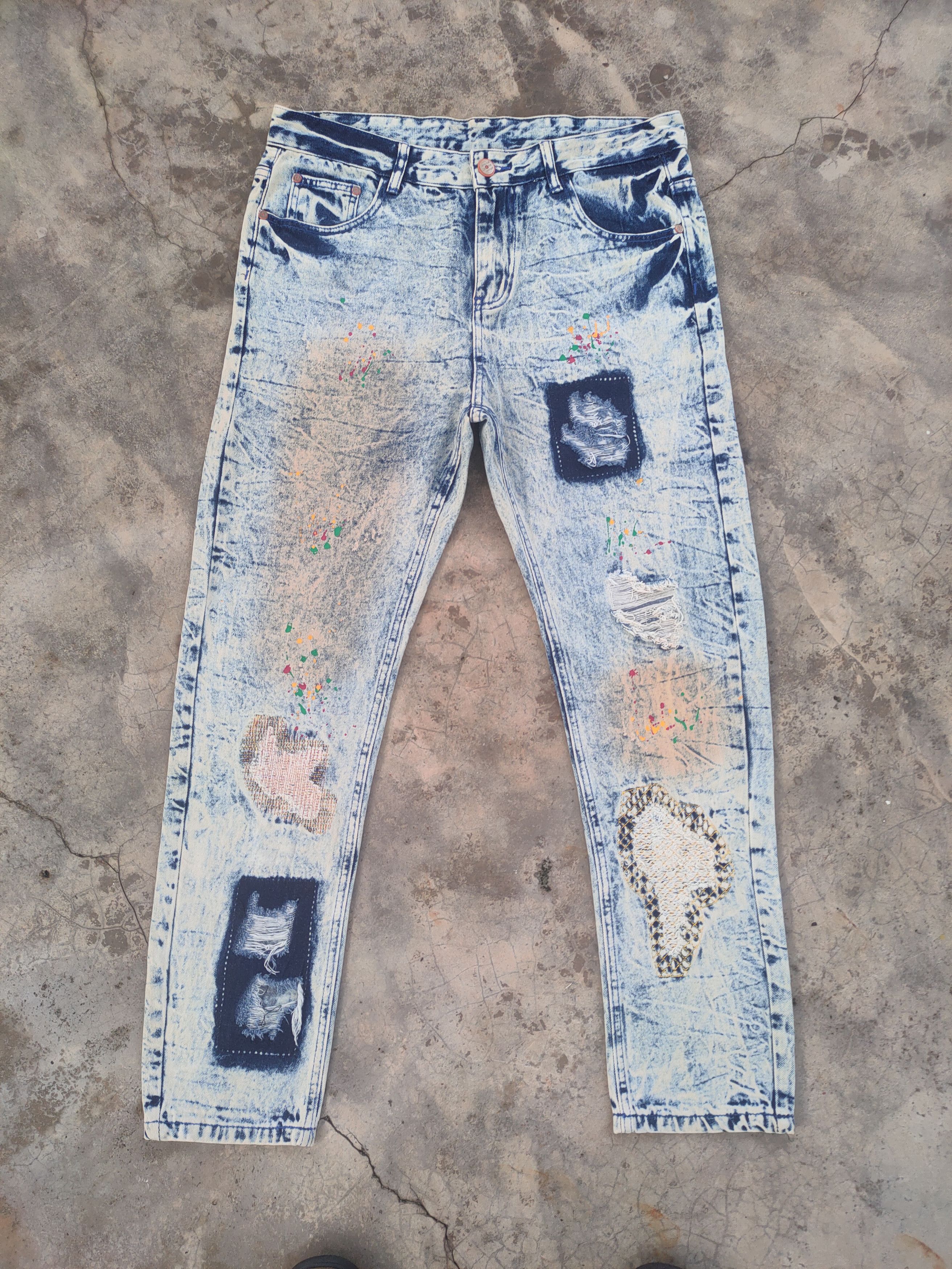 Fashion Victim VTG FASHION PAINT PATCHWORK MUD WASH DENIM JEANS DENIM Size US 36 / EU 52 - 1 Thumbnail