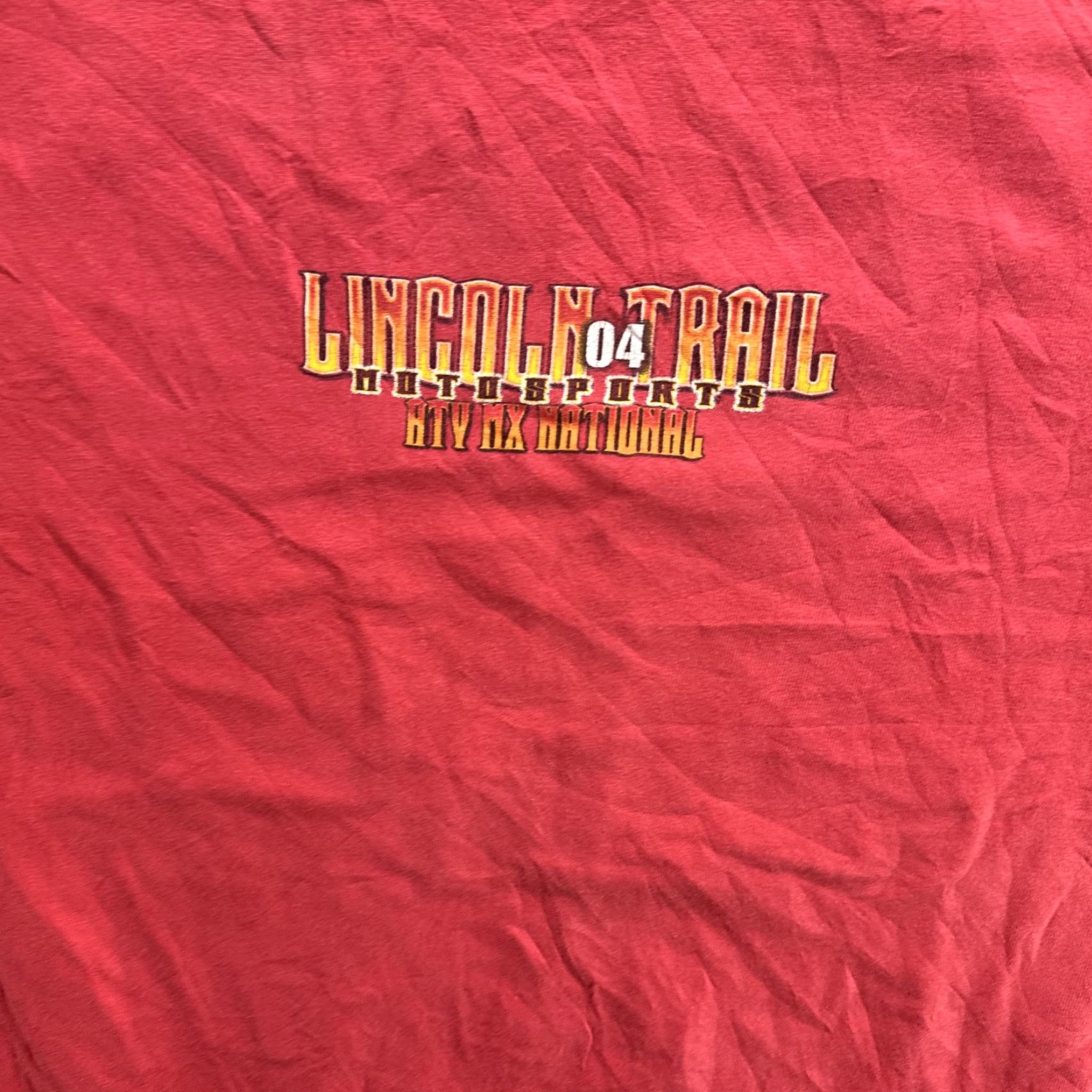Gildan VINTAGE Gildan Lincoln Trail Motosports Shirt Mens XL Red Graphic ATV MX National 00s Size US XL / EU 56 / 4 - 7 Thumbnail