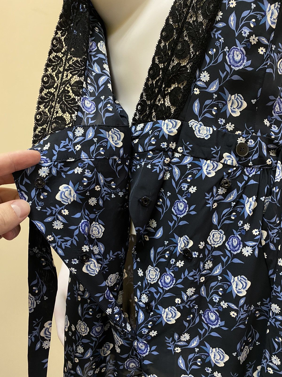 Sandro Sandro Womens Floral Blue Playsuit Size 36 Size XS / US 0-2 / IT 36-38 - 11 Thumbnail
