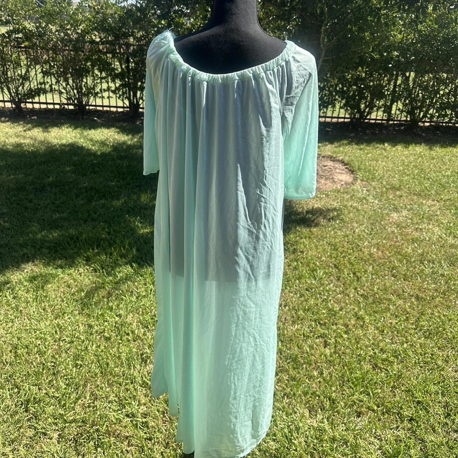 Other 60s Vintage | Sheer mint green Nightgown | Size M/L Size ONE SIZE - 3 Thumbnail