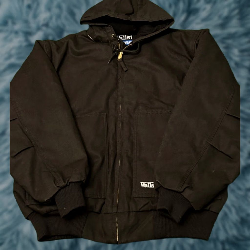 Walls VINTAGE Walls Work Wear Jacket Detroit Hoodie Black Canvas 90s Mens XXL Size US XXL / EU 58 / 5 - 1 Thumbnail