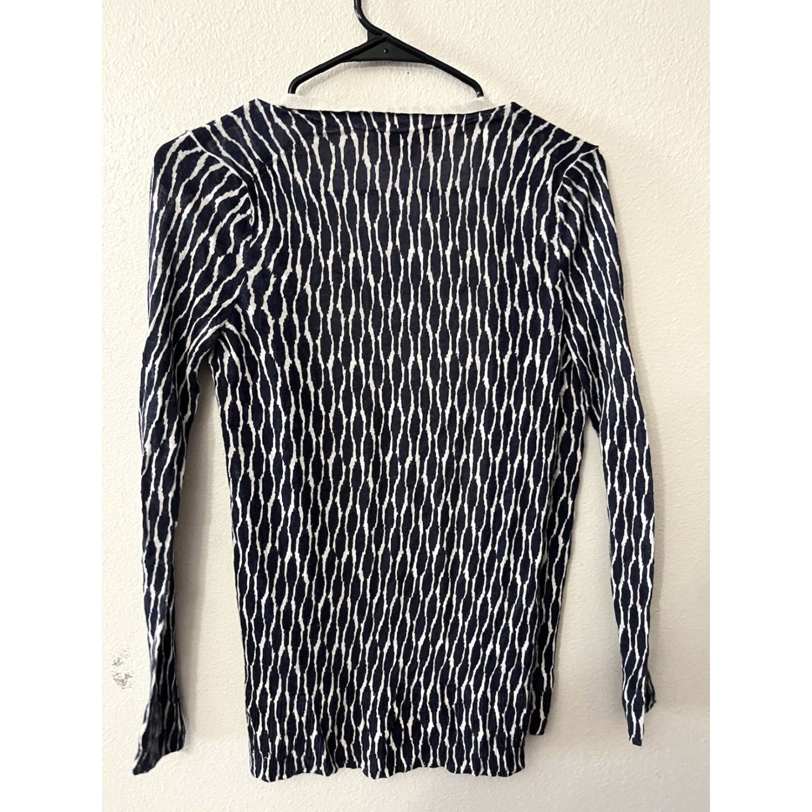 Loft LOFT Cardigan Sweater Women's Small Multicolor Ramie Knit Open Preppy Geometric Line Striped Casual Size S / US 4 / IT 40 - 2 Thumbnail