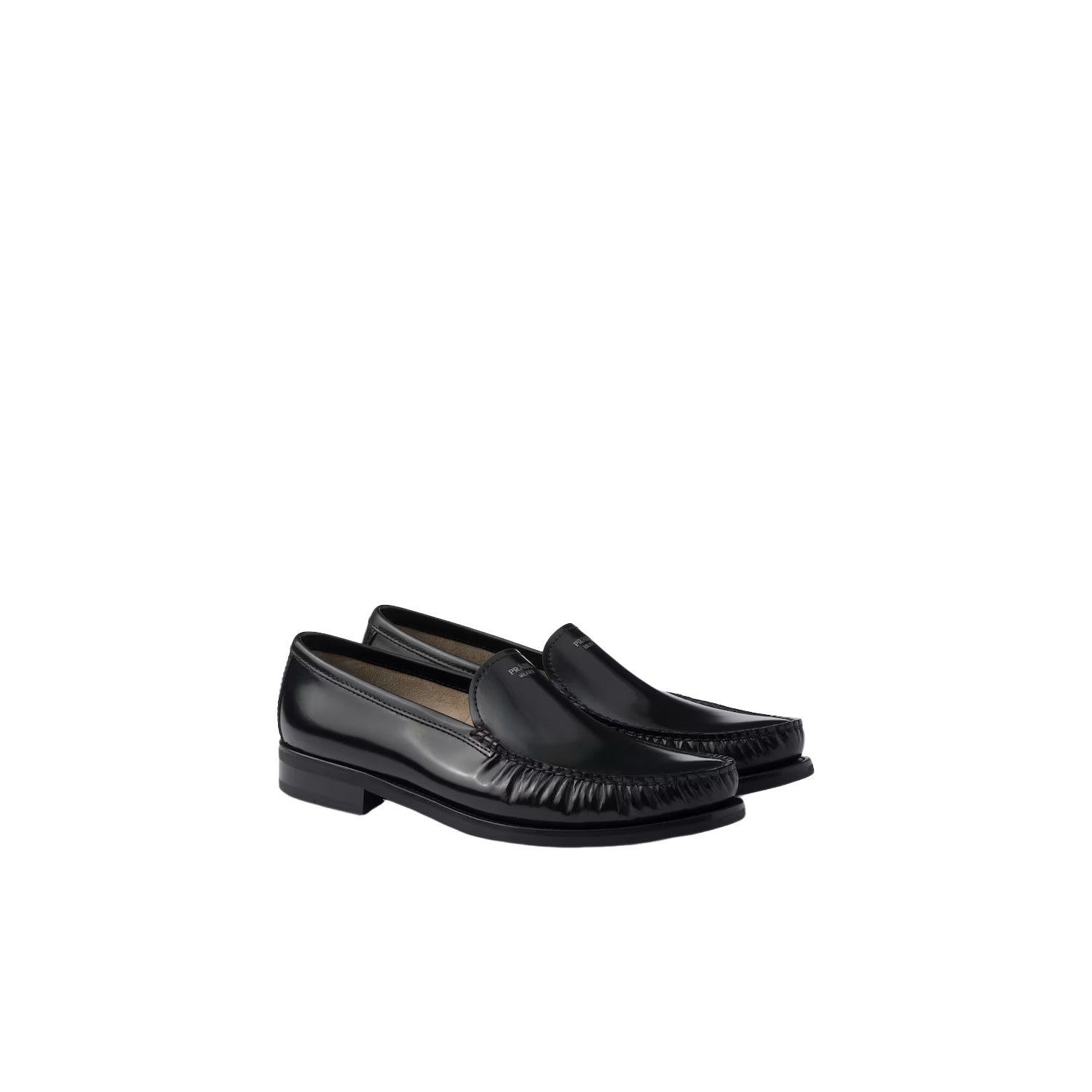 Prada PRADA $1200 Black Brushed Leather Loafers New And Authentic Size US 7 / EU 40 - 1 Thumbnail