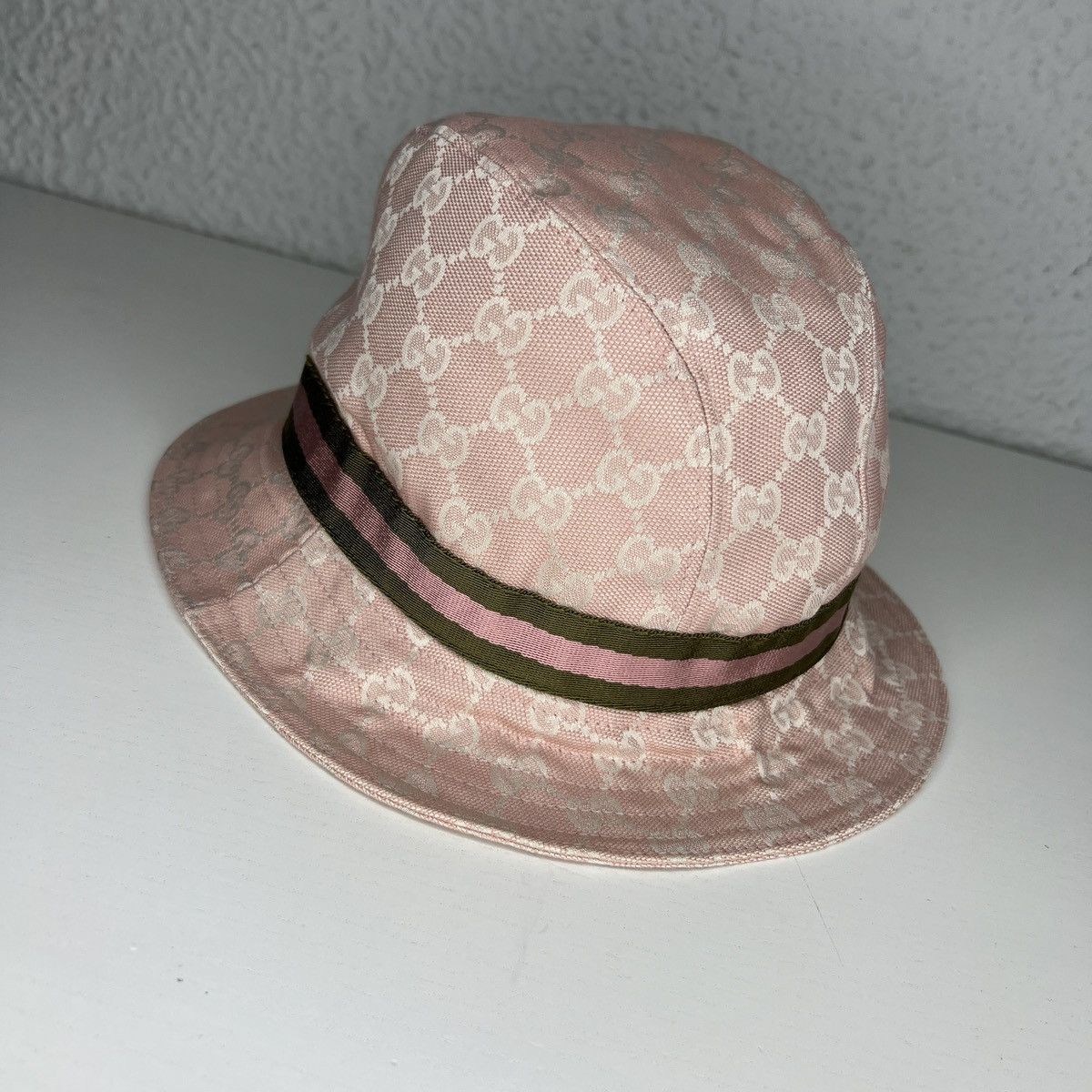 Gucci 🔥Rare Colour🔥Vintage Gucci Bucket Hat Monogram Pink White Size ONE SIZE - 2 Thumbnail