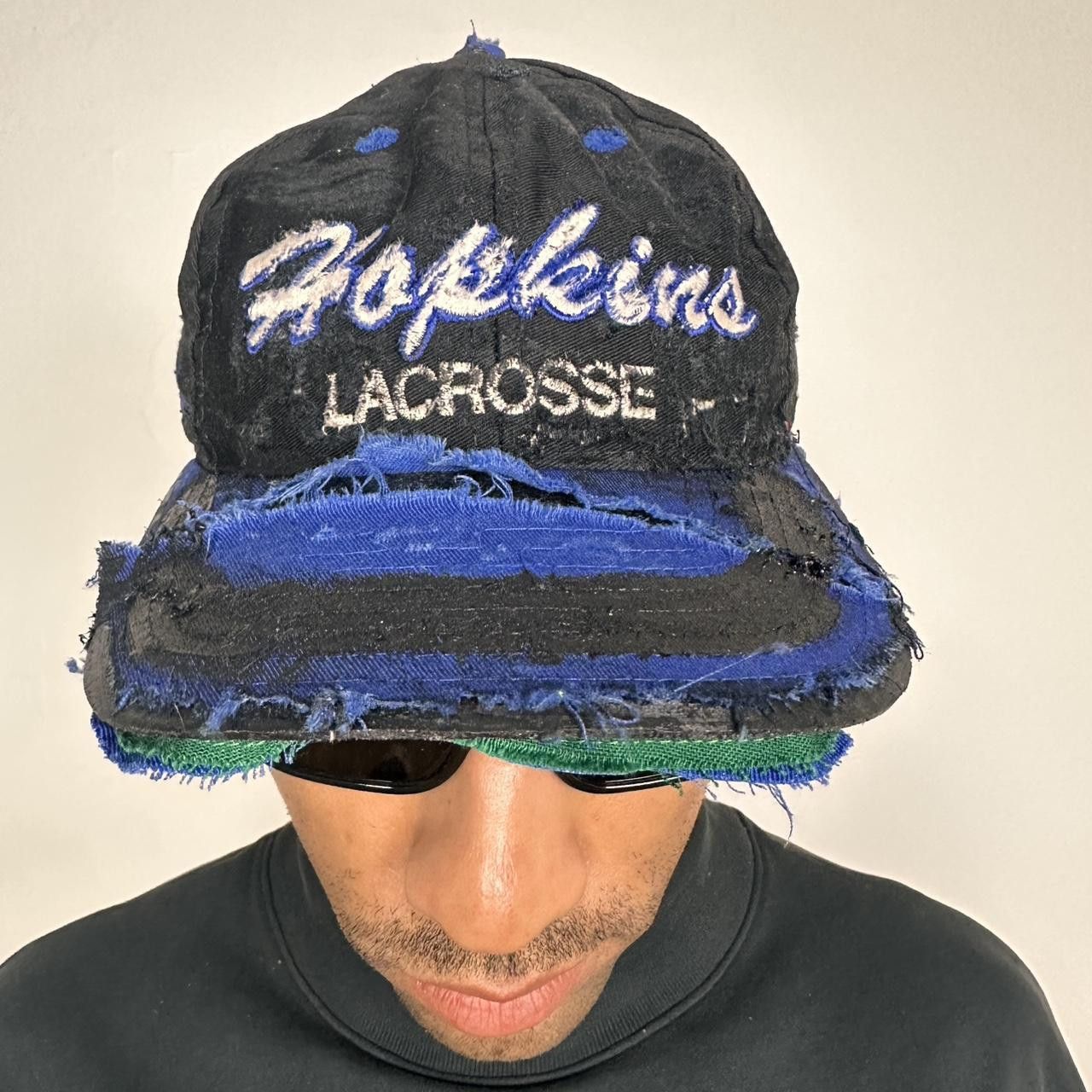 Vintage ASTROBOI* Hopkins Lacrosse Black & Blue Distressed Cap Size ONE SIZE - 8 Thumbnail