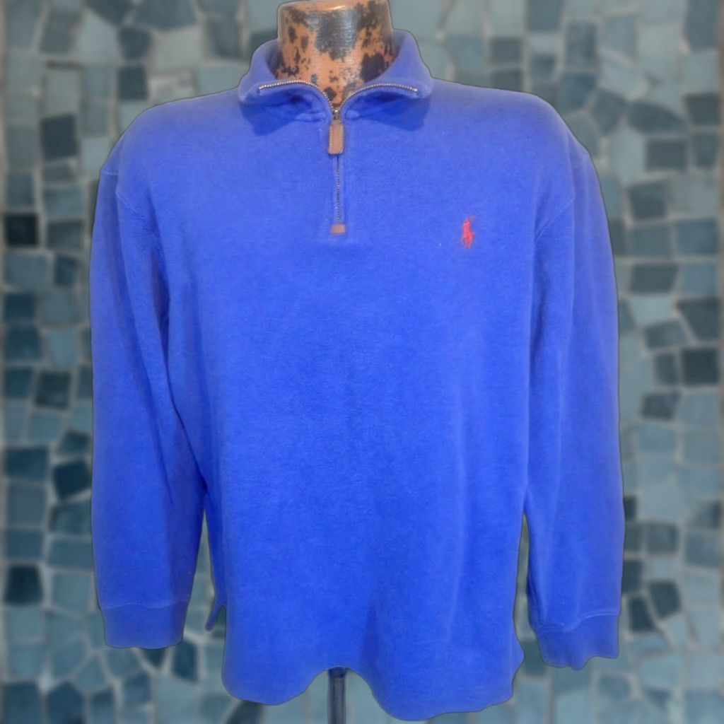Polo Ralph Lauren Polo Ralph Lauren Polo Mock Neck Blue Pullover Sweatshirt Mens Large Embroidered Logo 1/4 Zip Knit Sweatshirt Size US L / EU 52-54 / 3 - 1 Thumbnail