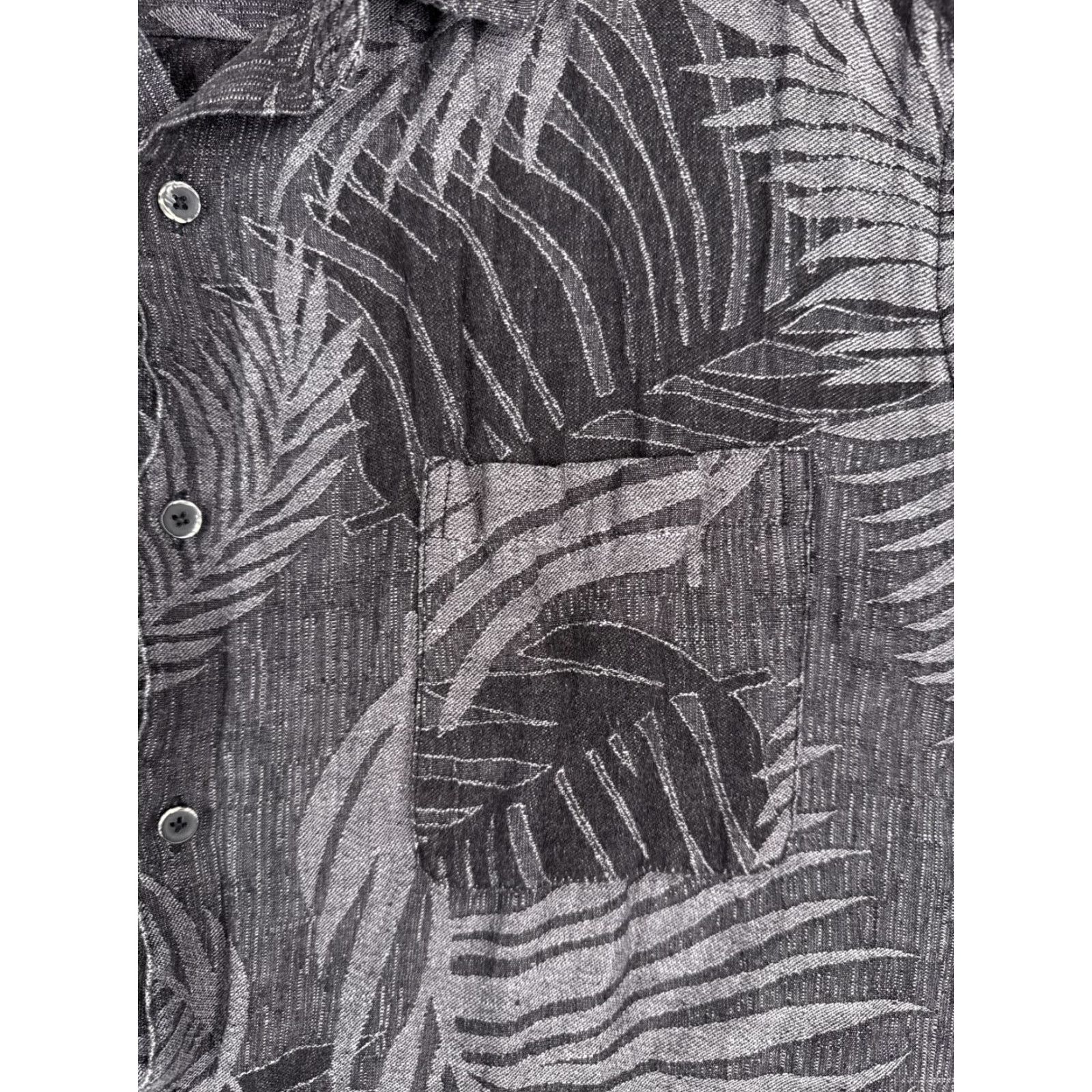 Tasso Elba Tasso Elba Shirt Adult 2XL Gray Floral Palm Leaf Button Up Silk Blend Size US XXL / EU 58 / 5 - 6 Thumbnail