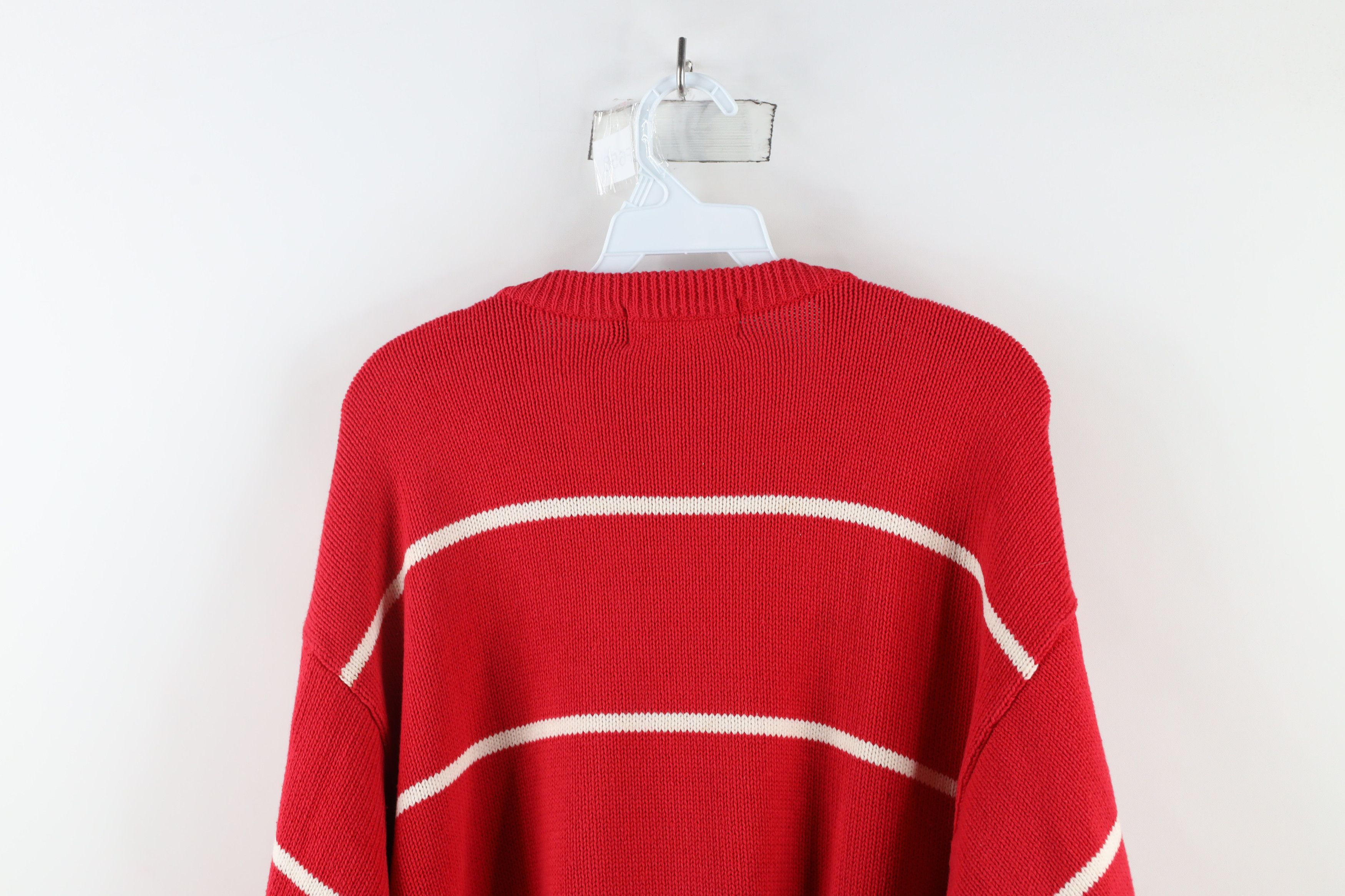 Eddie Bauer × Vintage Vintage 90s Eddie Bauer Cotton Knit Crewneck Sweater Red Size US L / EU 52-54 / 3 - 8 Thumbnail