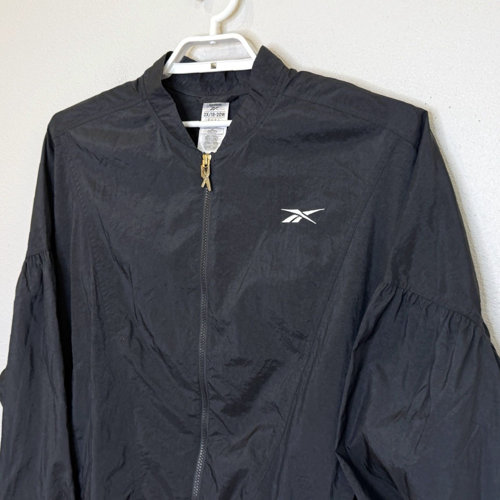 Reebok Reebok Windbreaker Jacket Womens 2X Black Full Zip Long Sleeve Pockets Outdoor Sports Size XXL / US 16-18 / IT 52-54 - 2 Thumbnail