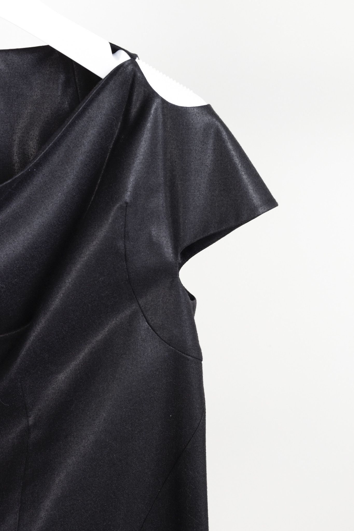 Chloe Chloe Anthracite Black Wool Sculptural Cap Sleeve Blouse Size S / US 4 / IT 40 - 5 Thumbnail
