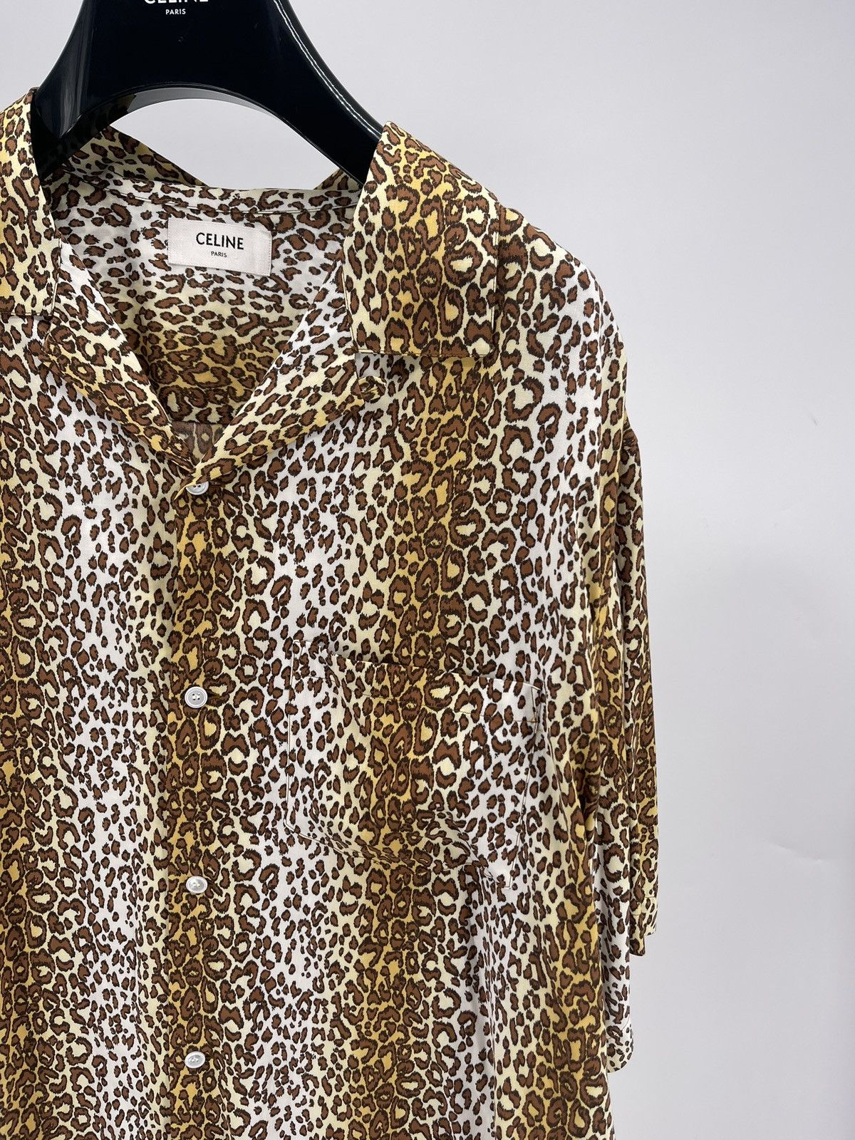 Celine Celine Camp-Collar Leopard-Print Voile Shirt size 43 Size US XL / EU 56 / 4 - 2 Thumbnail