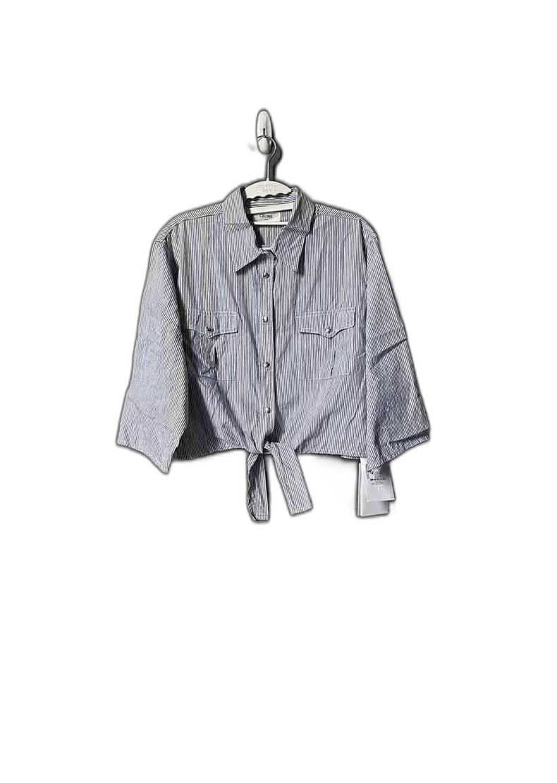 Celine Celine Short Sleeve Striped Crop Shirt Size L / US 10 / IT 46 - 1 Thumbnail