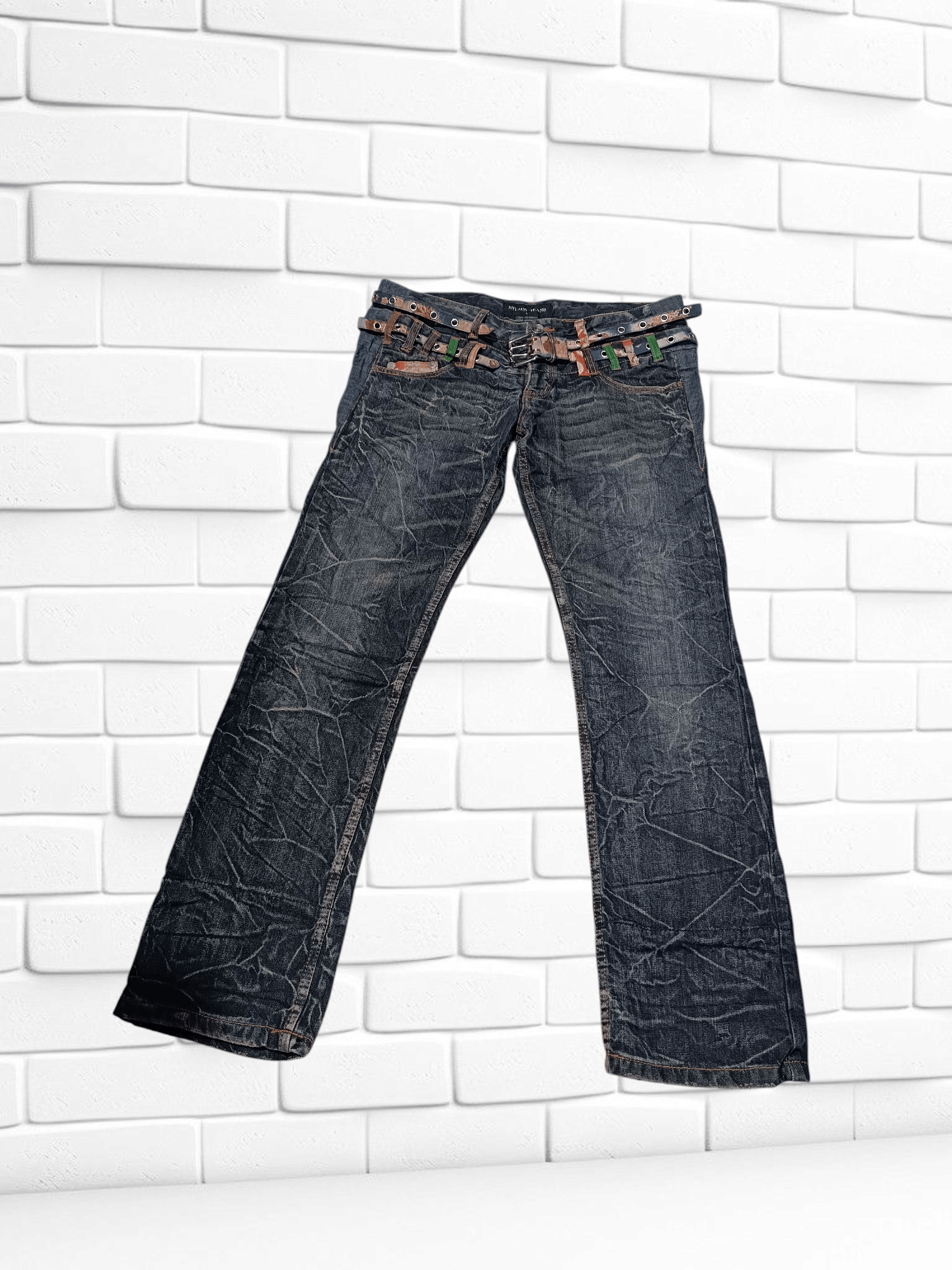 Japanese Brand Vintage Nylaus Distressed Double Waist Bondage Punk Jeans Size US 32 / EU 48 - 3 Thumbnail