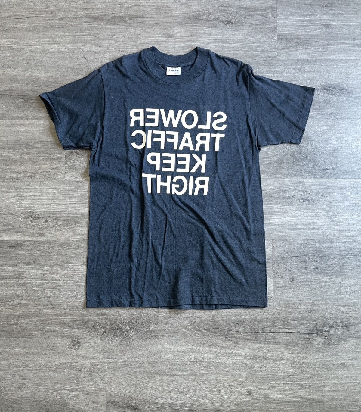 Vintage Vintage “Slower Traffic Keep Right” Graphic T-Shirt (Sz. L) Size US L / EU 52-54 / 3 - 1 Thumbnail