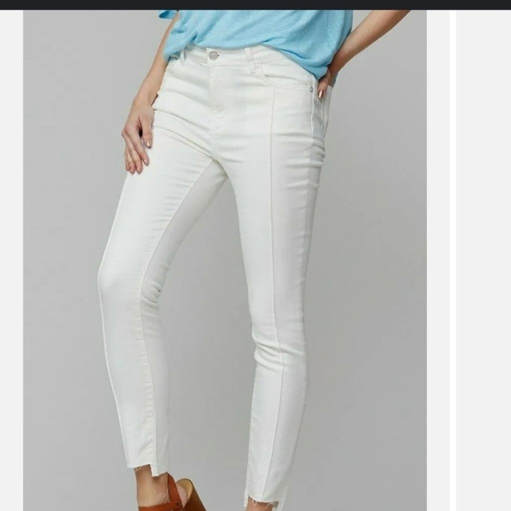 Free People Free People Del Wray white skinny raw hem ankle jeans sz 26 Size 26" / US 2 / IT 38 - 4 Thumbnail