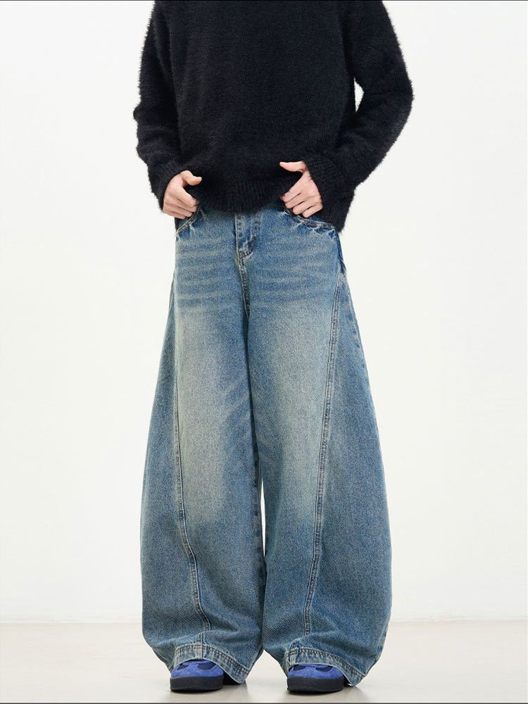Japanese Brand × Jean Vintage washed distressed scimitar design loose fit jeans Size US 32 / EU 48 - 3 Thumbnail
