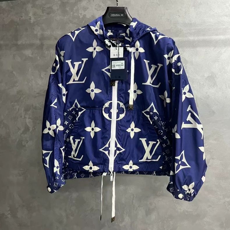 Louis Vuitton Louis Vuitton Blue Full Print Classic Hooded Jacket Size XXS / US 00 / IT 34 - 1 Thumbnail