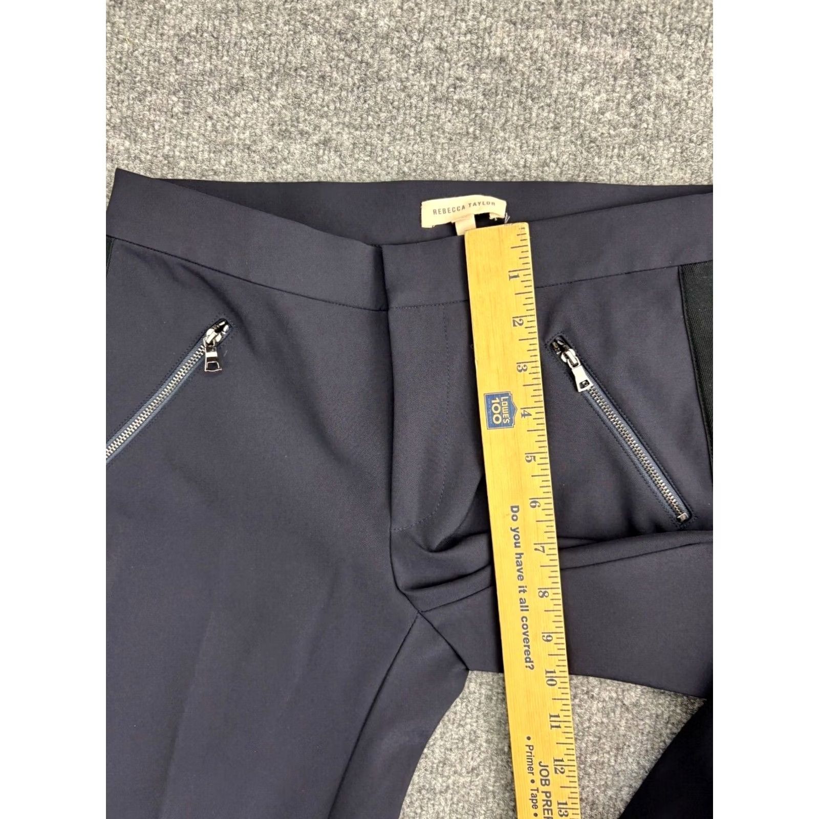 Rebecca Taylor Rebecca Taylor Ava Slim Leg Techno Pants Womens 4 Navy Blue Textured Side Trim Pants Women Slim Ankle Size 27" / US 4 / IT 40 - 4 Thumbnail