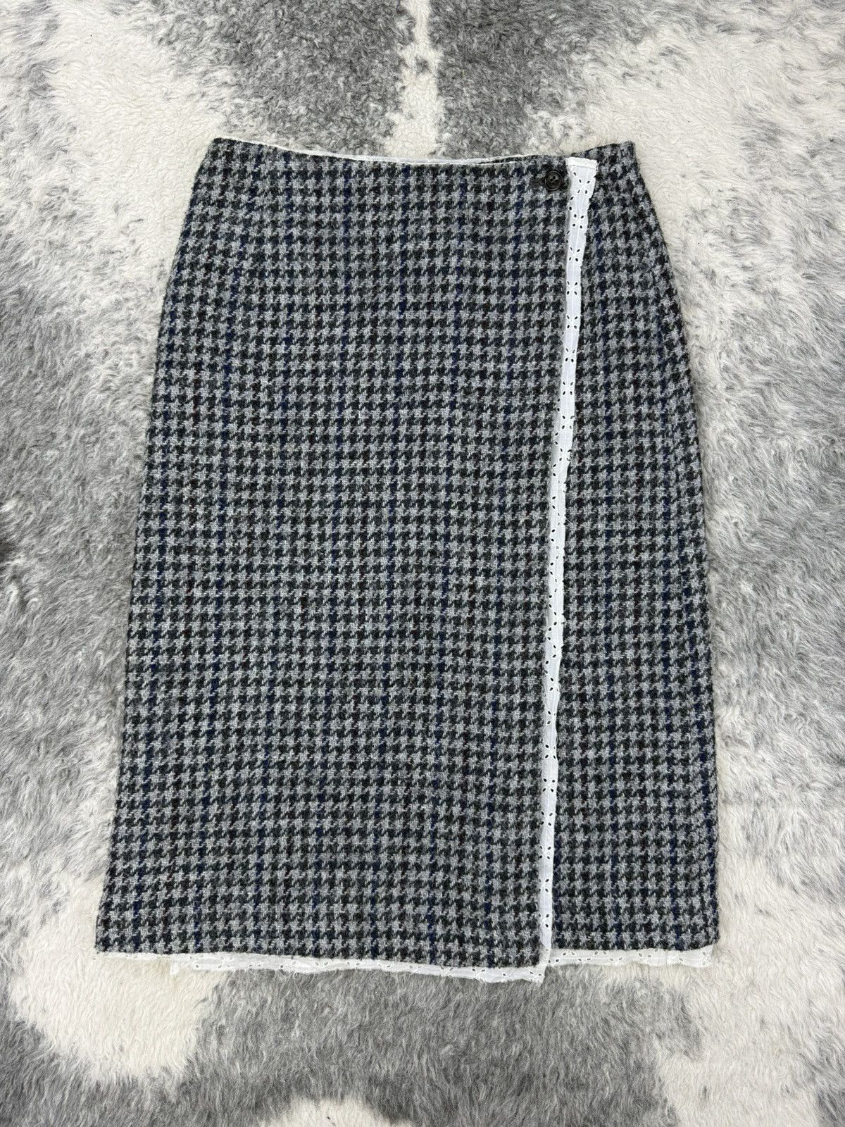 Comme des Garcons AD99 CDG Tricot Rei Kawakubo Houndstooth Wool Double Layerd Size 27" / US 4 / IT 40 - 2 Thumbnail