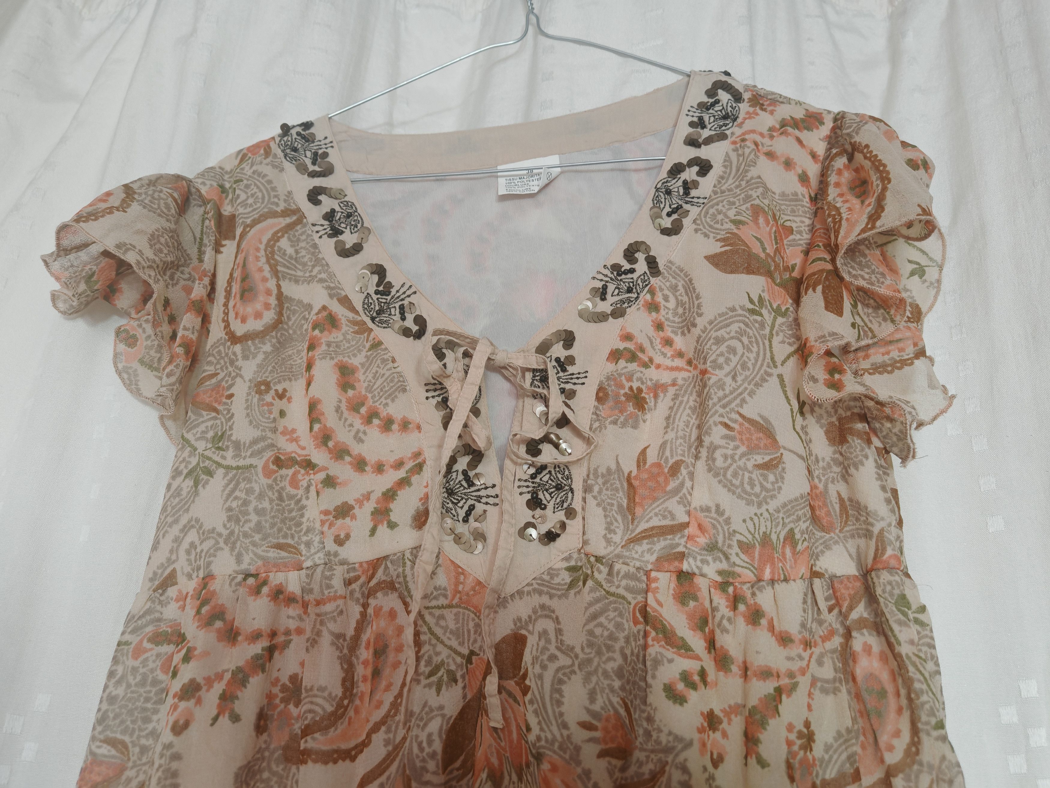 Vintage Vintage French Embroidered Beaded Boho Dress Babydoll Size S / US 4 / IT 40 - 8 Thumbnail