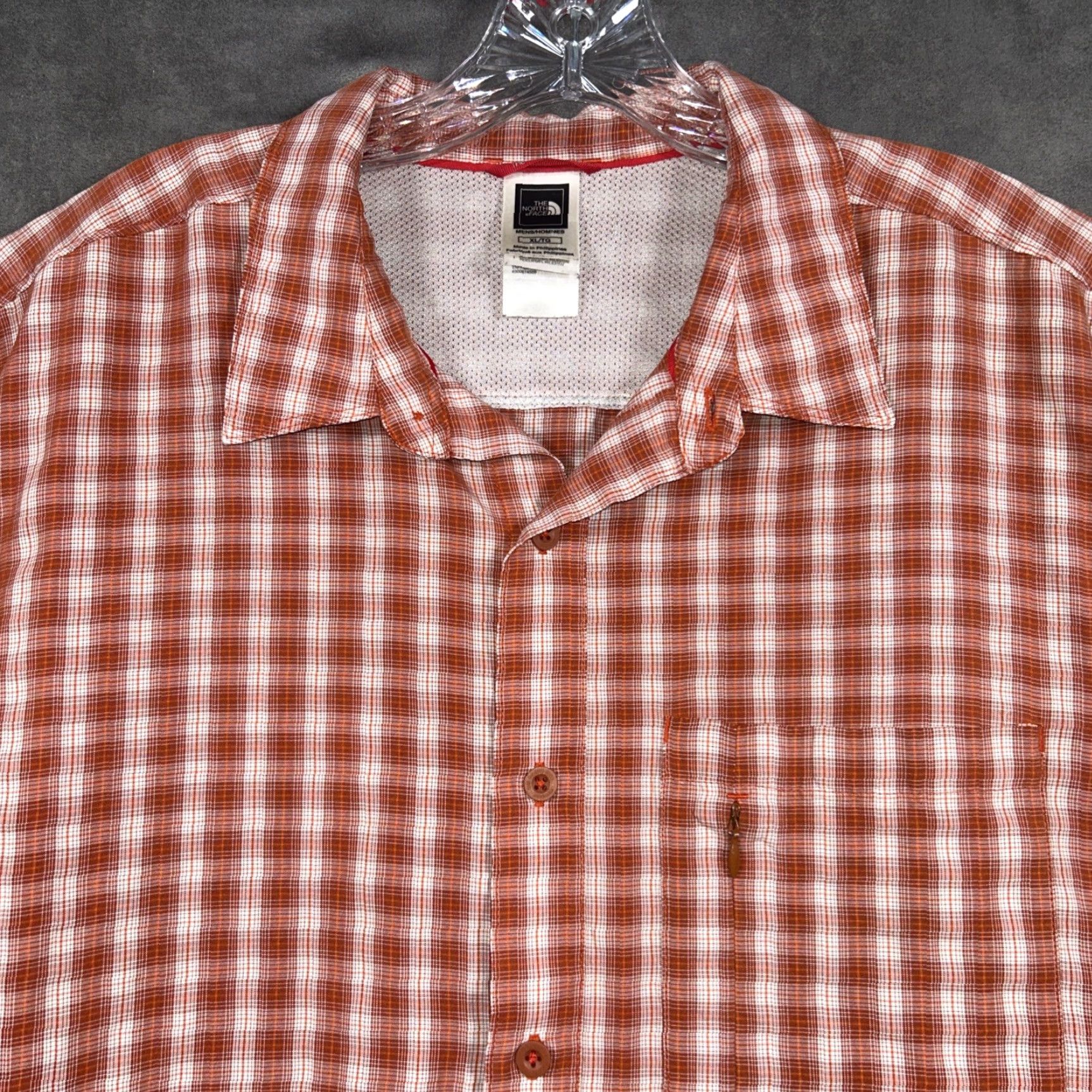 The North Face The North Face Mens Short Sleeve Button Up Shirt XL Orange Check Hiking Read Size US XL / EU 56 / 4 - 2 Thumbnail