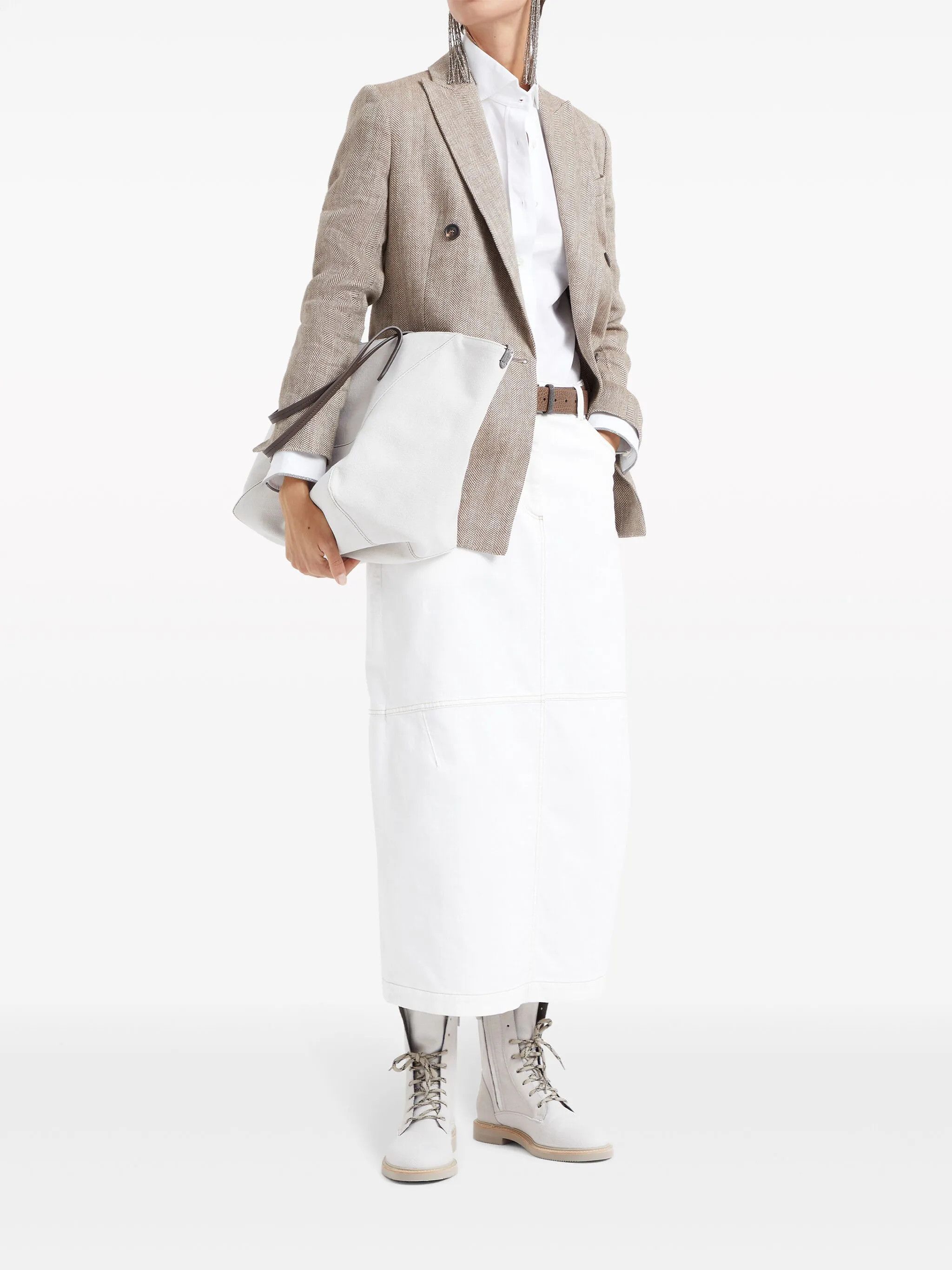 Brunello Cucinelli o1w1db10825 Blouse in White Size XL / US 12-14 / IT 48-50 - 6 Thumbnail