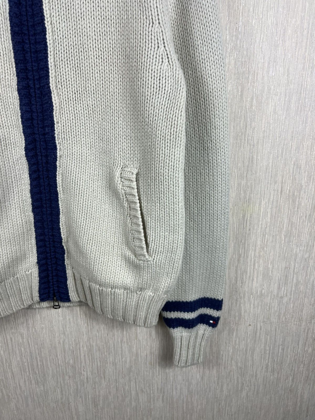 Tommy Hilfiger Vintage Tommy Hilfiger heavy knit zip wool hoodie cardigan Size US XL / EU 56 / 4 - 5 Thumbnail