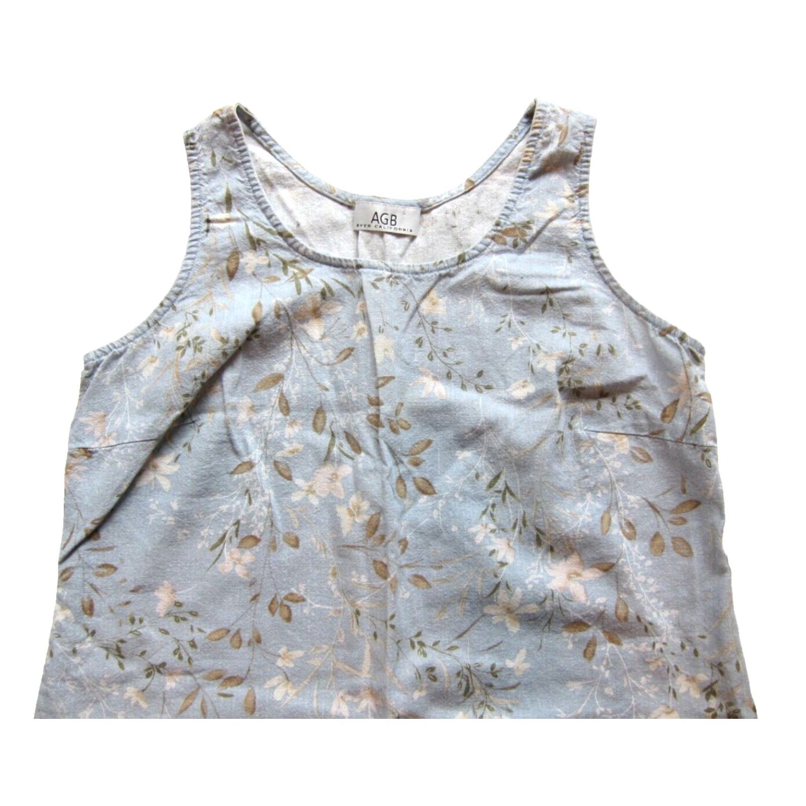 Vintage VINTAGE Byer California Cotton Blue Brown White Floral Tunic Tank Dress Med Size M / US 6-8 / IT 42-44 - 4 Thumbnail