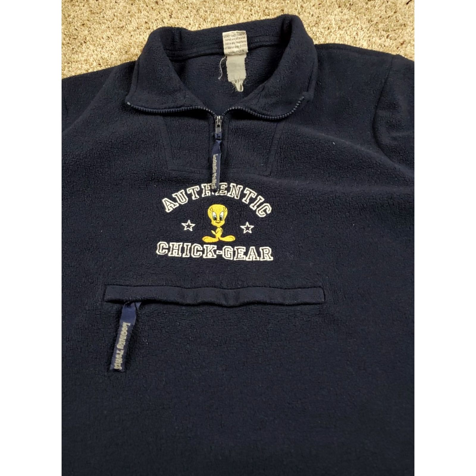 Vintage VINTAGE Looney Tunes Jacket 1/2 Zip Fleece Blue 90s M Adults Men Tweety Bird Short Stand-Up Collar Pockets Regular 1/4 Zip Size US M / EU 48-50 / 2 - 6 Thumbnail