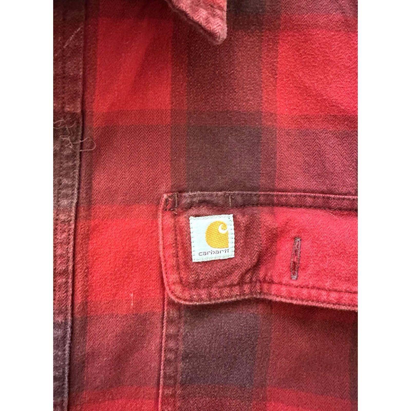Carhartt Carhartt Mens Loose Fit Long Sleeve Button Up Heavy Cotton Flannel Shirt L Red Plaid Shirt Mens Clothing Size US L / EU 52-54 / 3 - 2 Thumbnail