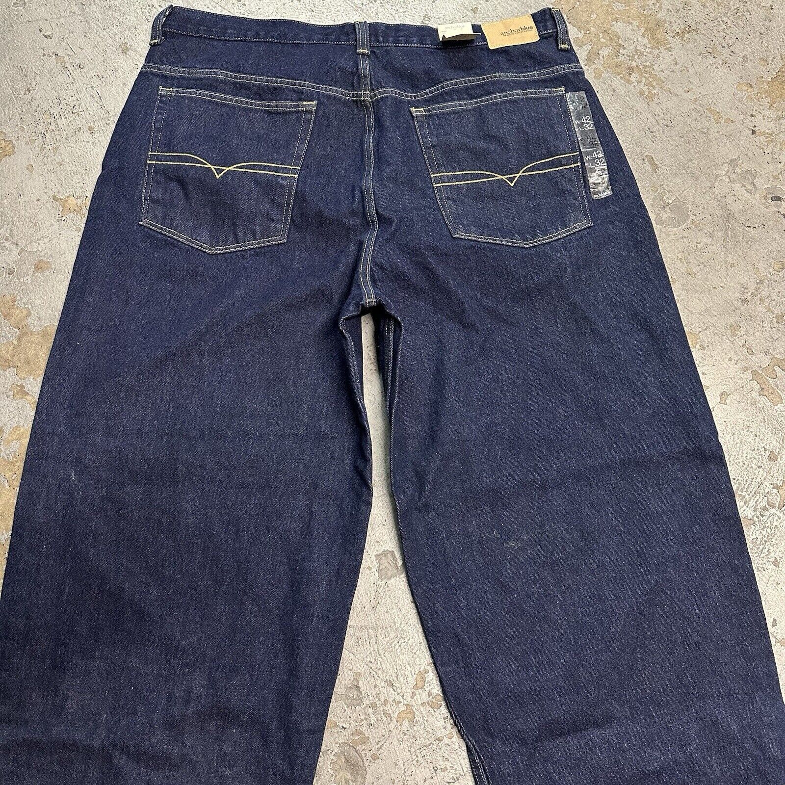 Vintage Anchor Blue Dark Wash Beyond Baggy Denim Jeans 42x32