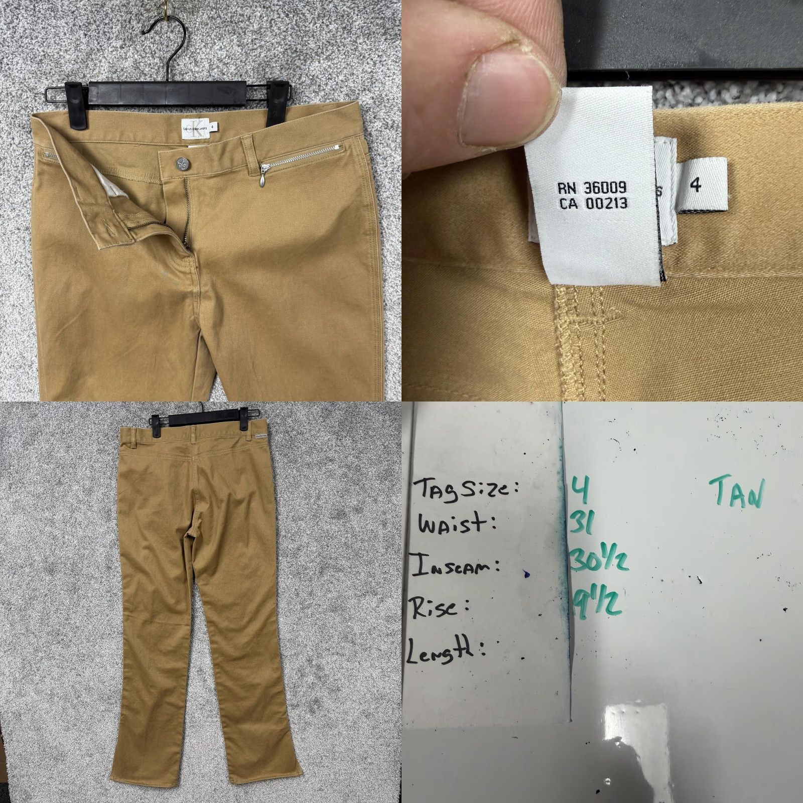 Vintage VINTAGE Calvin Klein Jeans Pants 4 31x30.5 Tan Khaki Slim Bootcut Zip Pockets Office Size 27" / US 4 / IT 40 - 8 Thumbnail