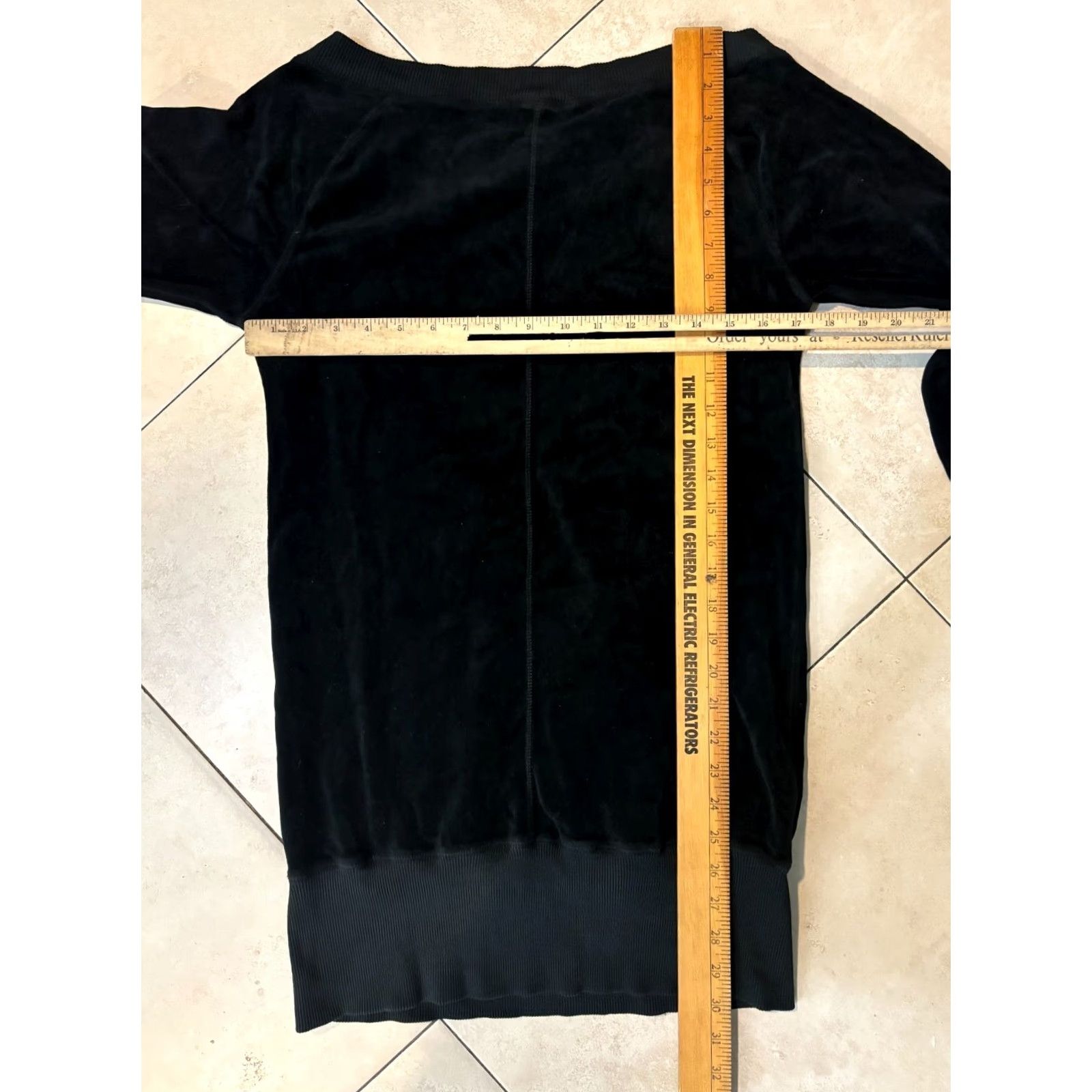 Juicy Couture VINTAGE Juicy Couture Velour Hoodie Pullover Zip Scoop Neck Women's M Black 8/10 Designer Activewear 1990s 2000s Womens Size M / US 6-8 / IT 42-44 - 6 Thumbnail