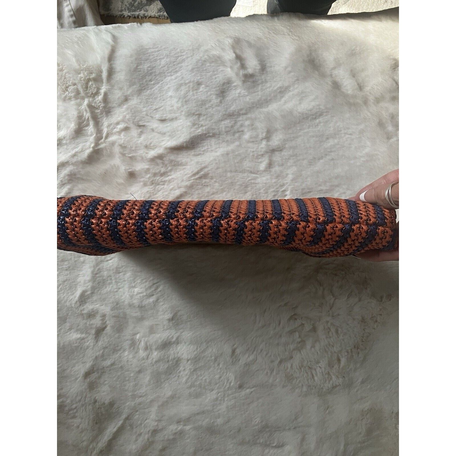 Other Urban Expressions Clutch blue orange Stripes Wooden Handles Size ONE SIZE - 7 Thumbnail