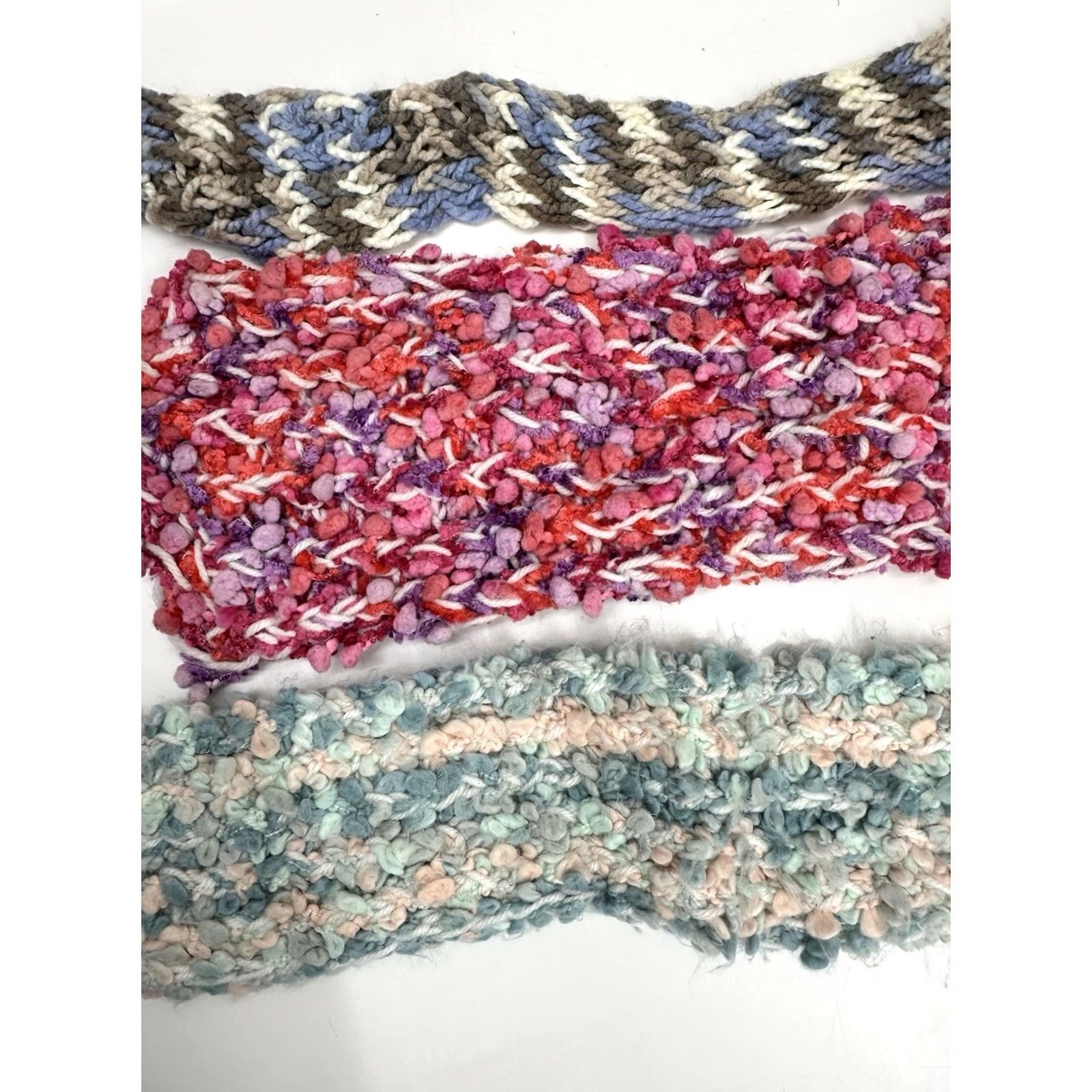 Vintage Womens Scarf Set of 3 Knitted Winter Fuzzy Assorted Blue Size ONE SIZE - 2 Thumbnail