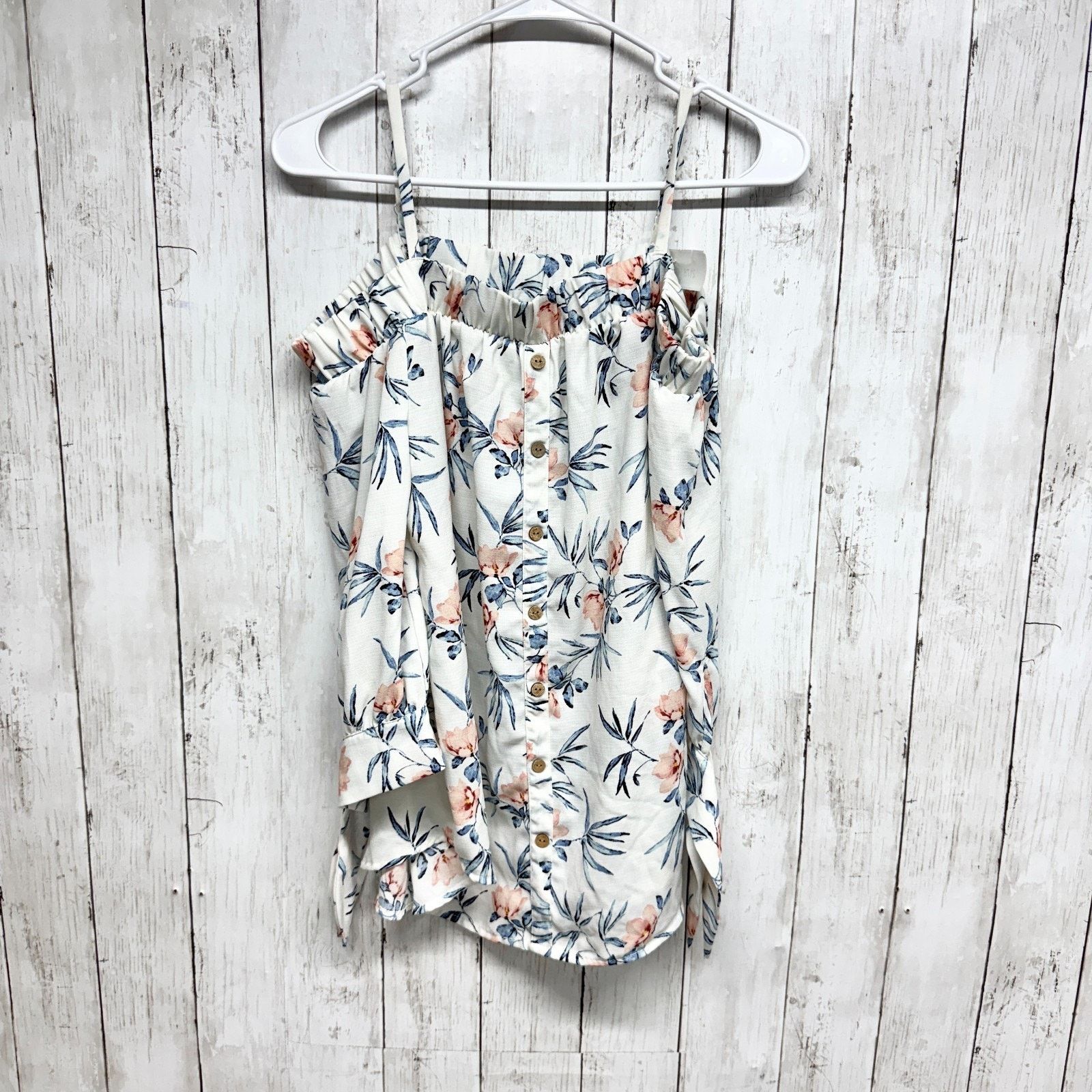 Other iz Byer Blouse Size Medium Button Front Off Shoulder Floral Size M / US 6-8 / IT 42-44 - 1 Thumbnail