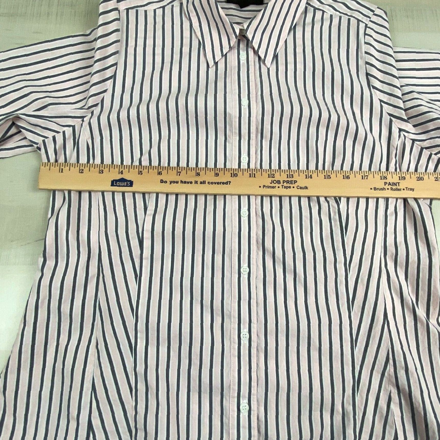 Vintage Lane Bryant Womens Shirt 16 Extra Large Pink Gray Striped Fitted Career Size XXL / US 16-18 / IT 52-54 - 7 Thumbnail