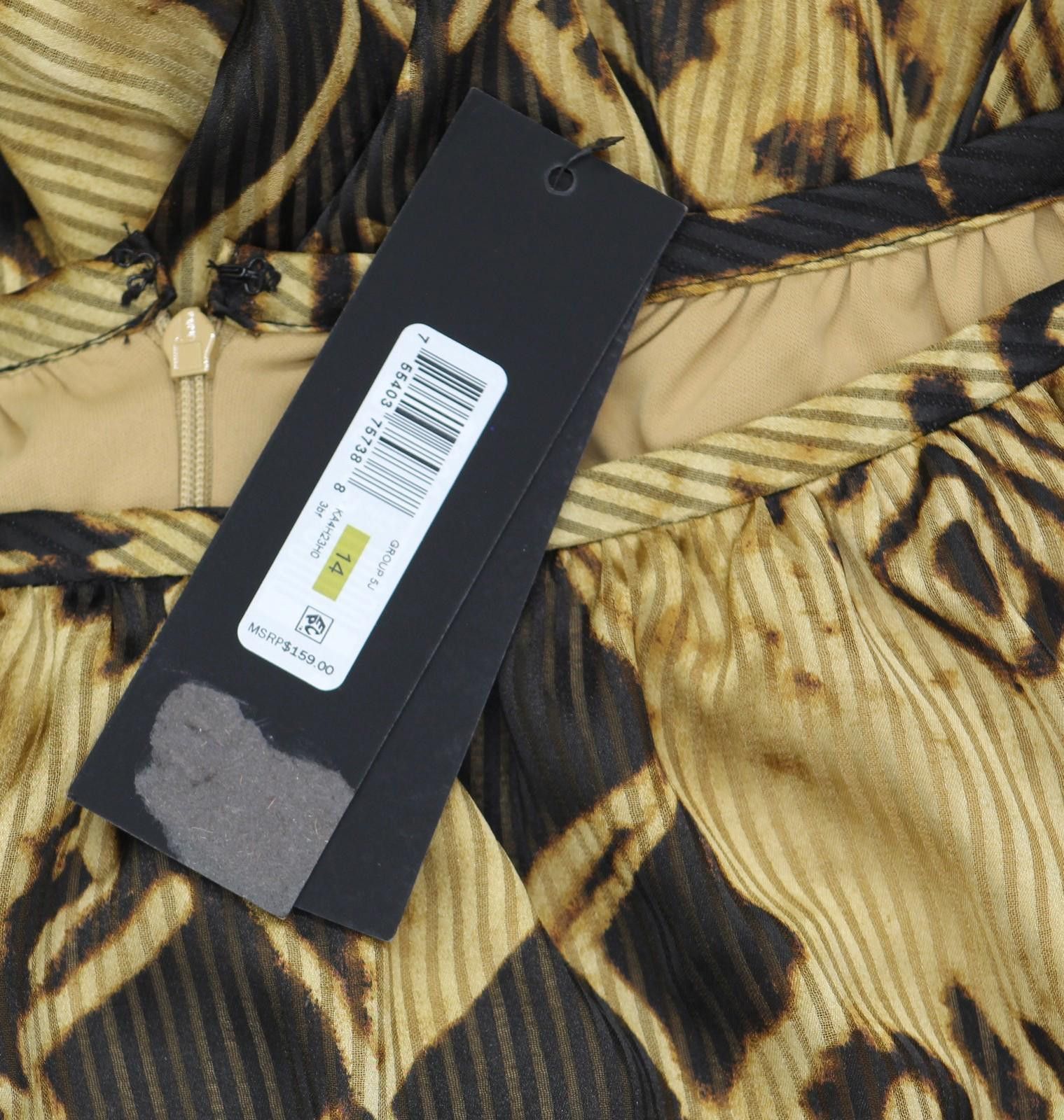 Donna Karan New Donna Karan Womens Chiffon A-line Dress Black / Fawn 14 Size XL / US 12-14 / IT 48-50 - 4 Thumbnail