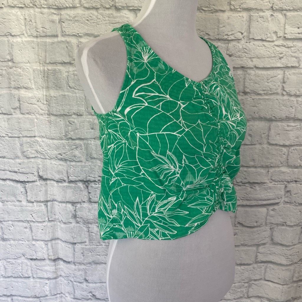 Other ANA women XS ruched front tank crop top green and white desi Size XS / US 0-2 / IT 36-38 - 4 Thumbnail