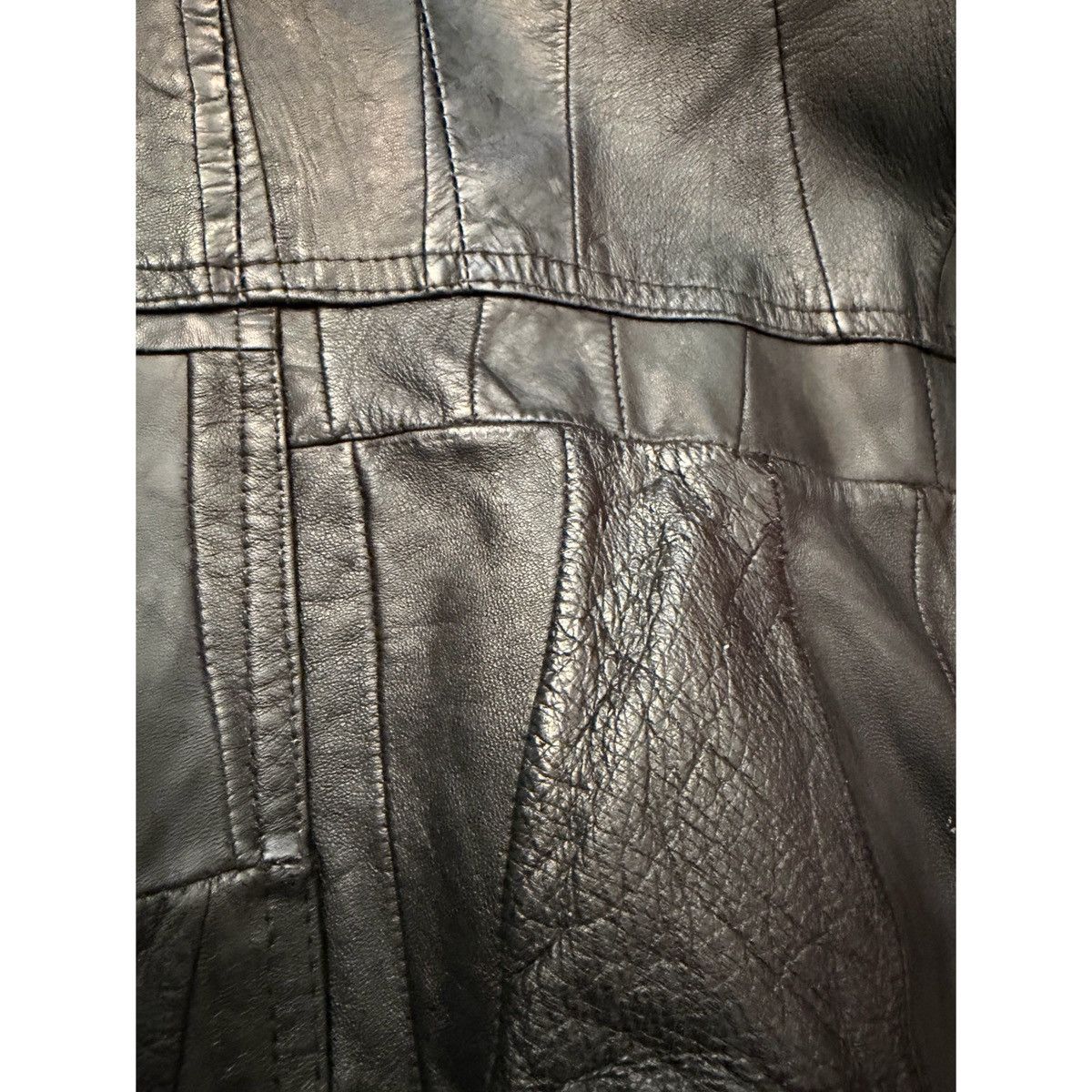 Vintage VINTAGE BLACK PATCHWORK BOMBER LEATHER JACKET Size US M / EU 48-50 / 2 - 13 Thumbnail